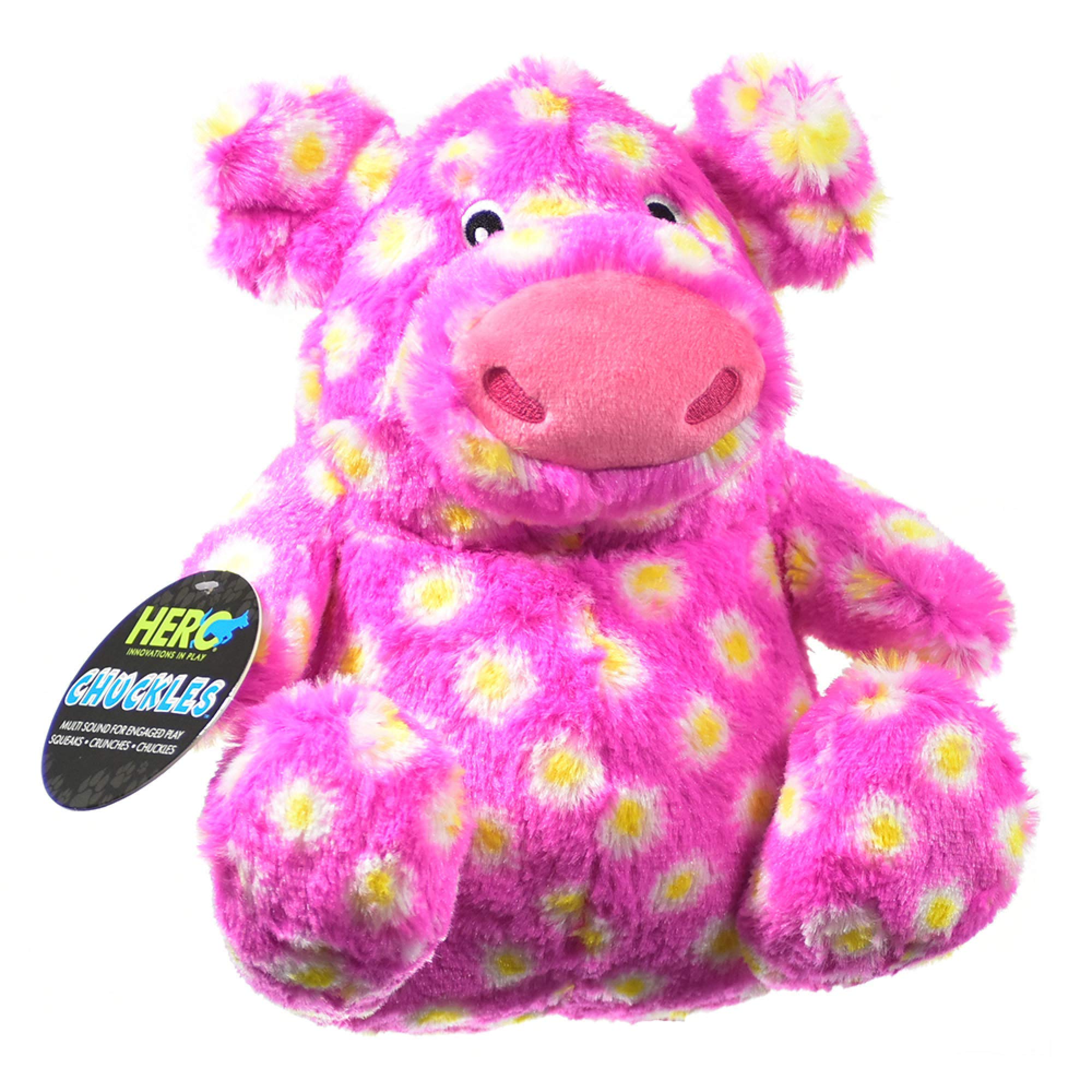 Hero | Chuckles Polka-Dotted Pig Plush Dog Toy | Dog Squeaky Toys | Durable Stuffed Animal With 3 In 1 Squeaker