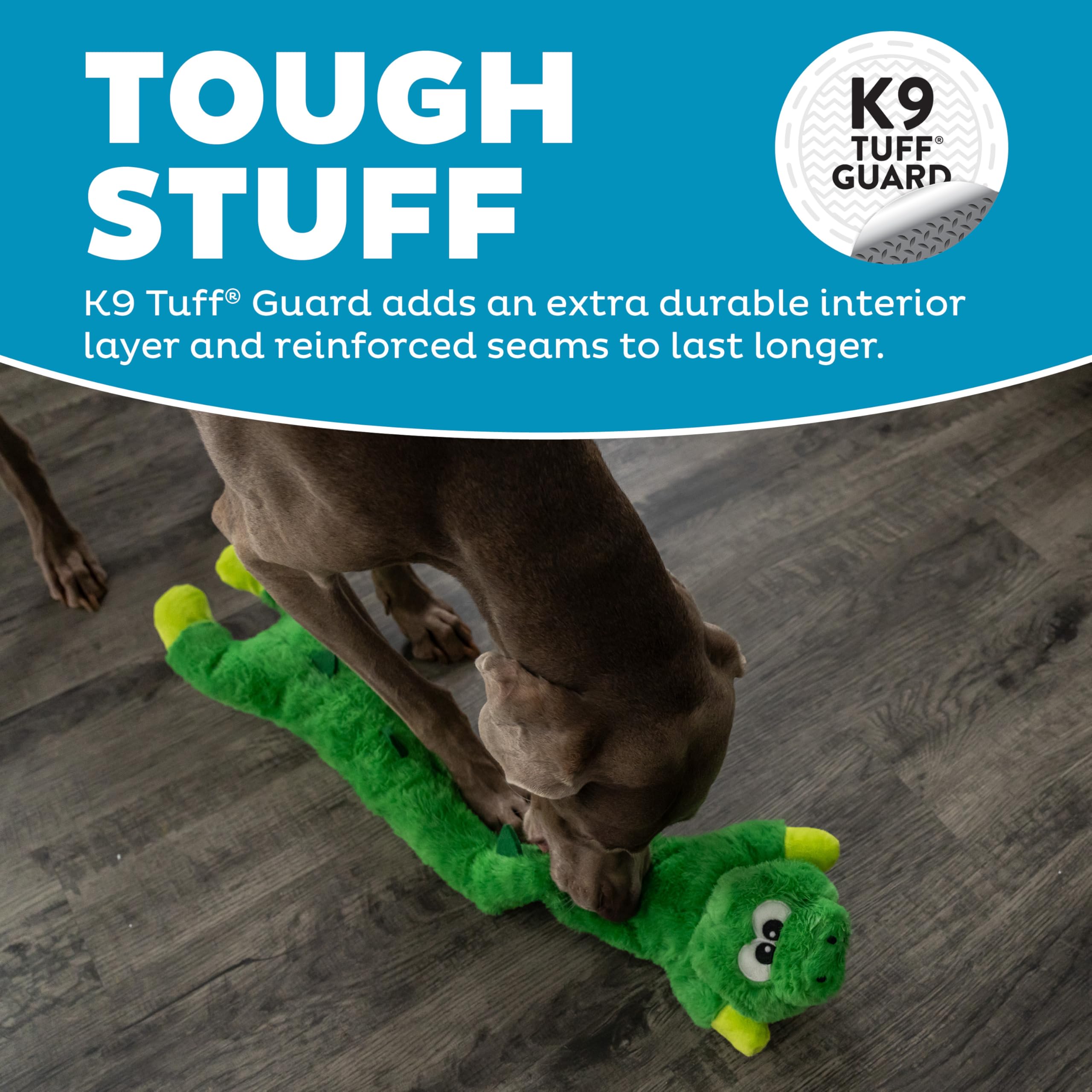 Outward Hound by Charming Pet Longidudes Gator Long Crinkly & Squeaky Dog Toy, Green