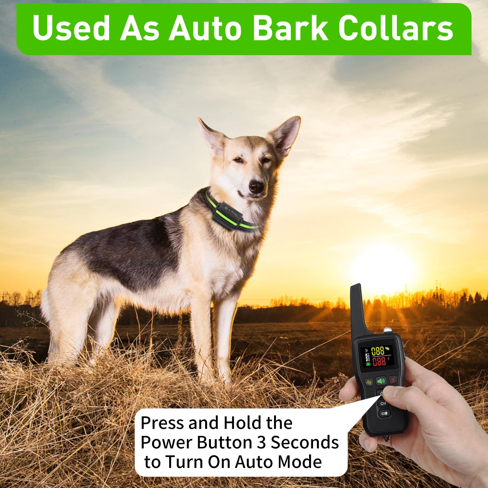 Petjoy Shock Collar For 3 Dogs, Automatic Bark Collar With Remote, Bark And Training Collar 2 In 1, Auto Bark Collar With Beep,