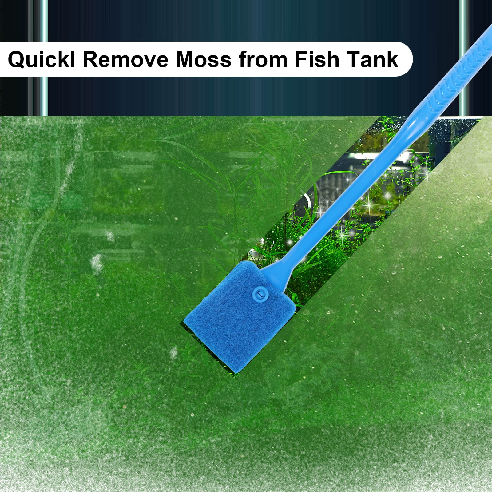 Ntrjtrss Fish Tank Cleaner, Double Sided Sponge Aquarium Cleaner Water Tank Cleaner - Fish Tank Algae Cleaner Fish Tank Glass Cl