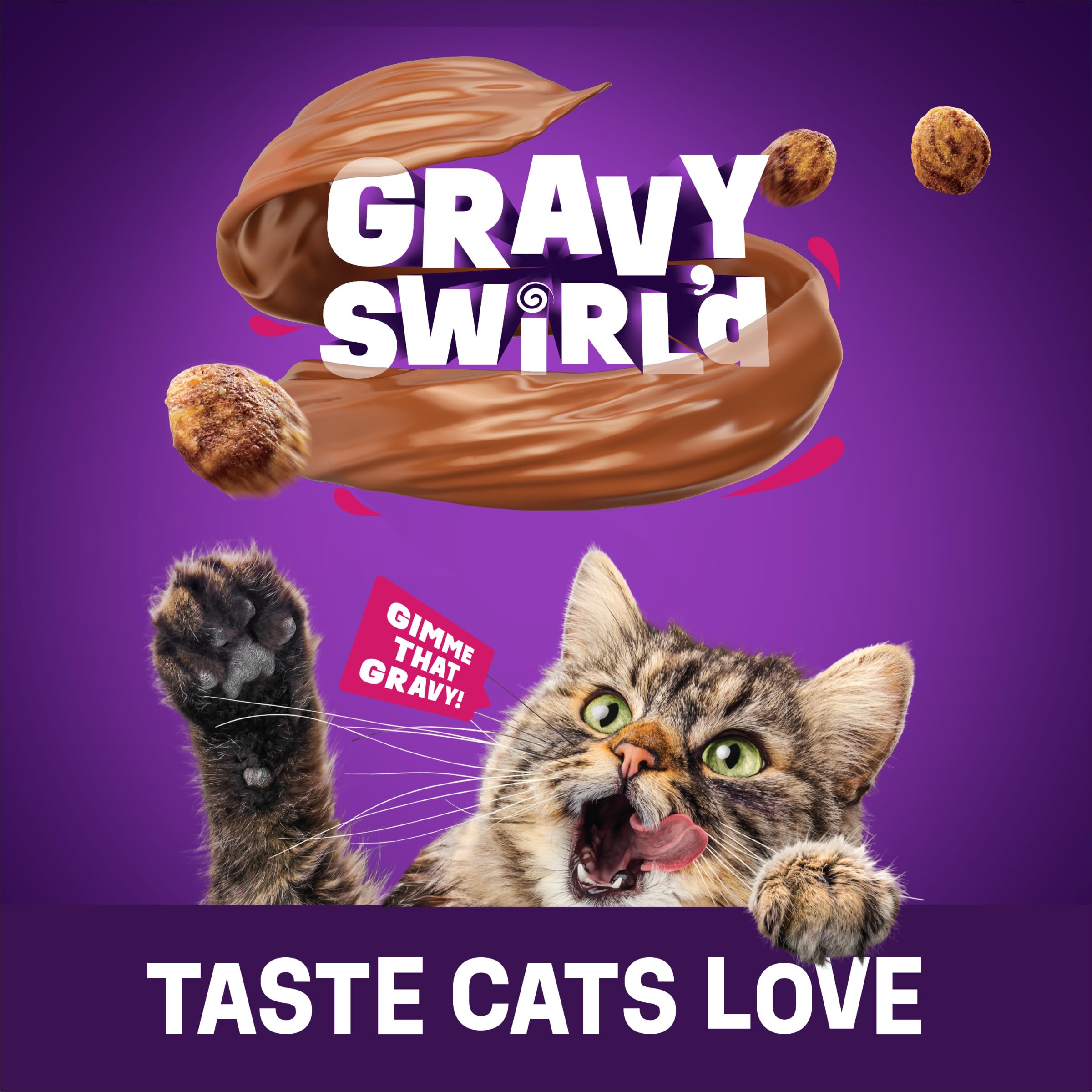 Purina Friskies Dry Cat Food Gravy Swirld With Flavors of Chicken, Salmon and Gravy - 3.15 lb. Bag