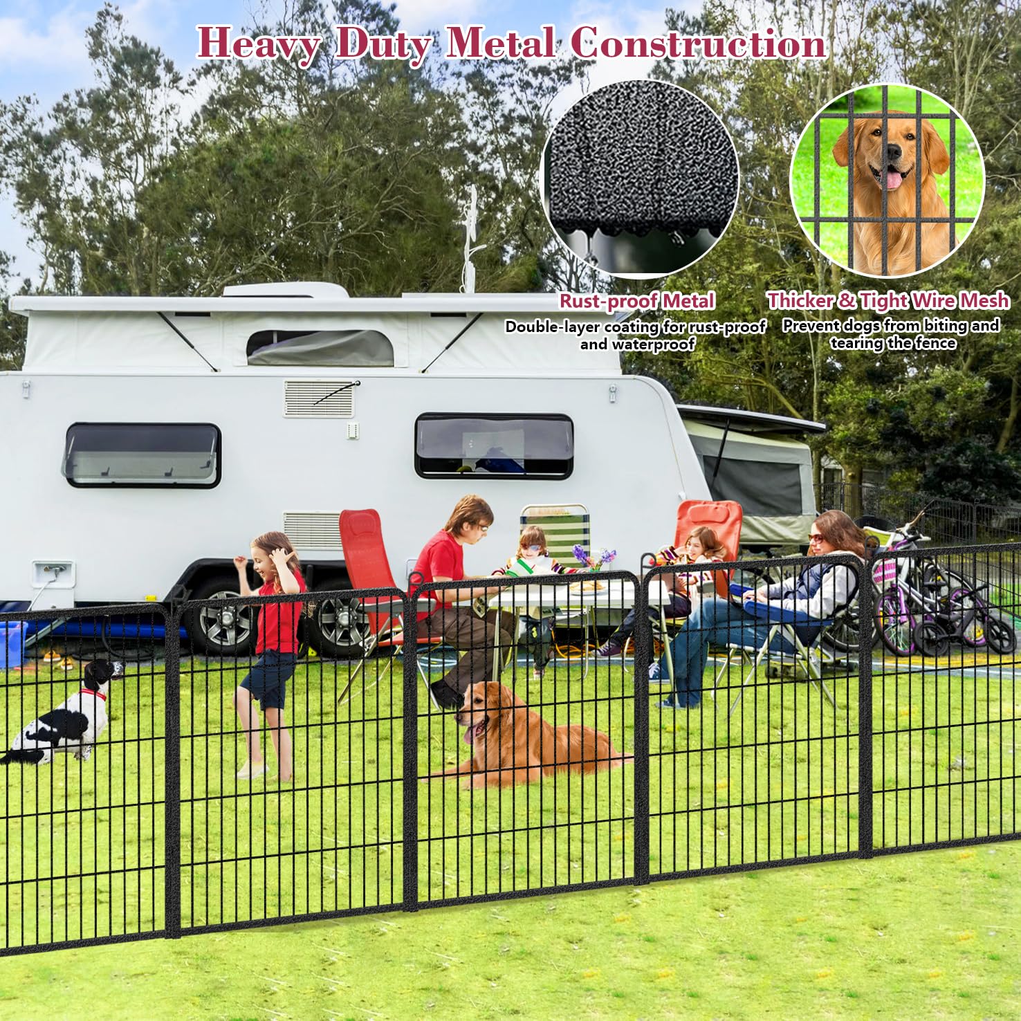 Jhsomdr Dog Playpen Outdoor Dog Fence For Yard, 32Inch 24 Panels Dog Pens Outside Anti-Rust Pet Playpen Exercise Pen With Lock F