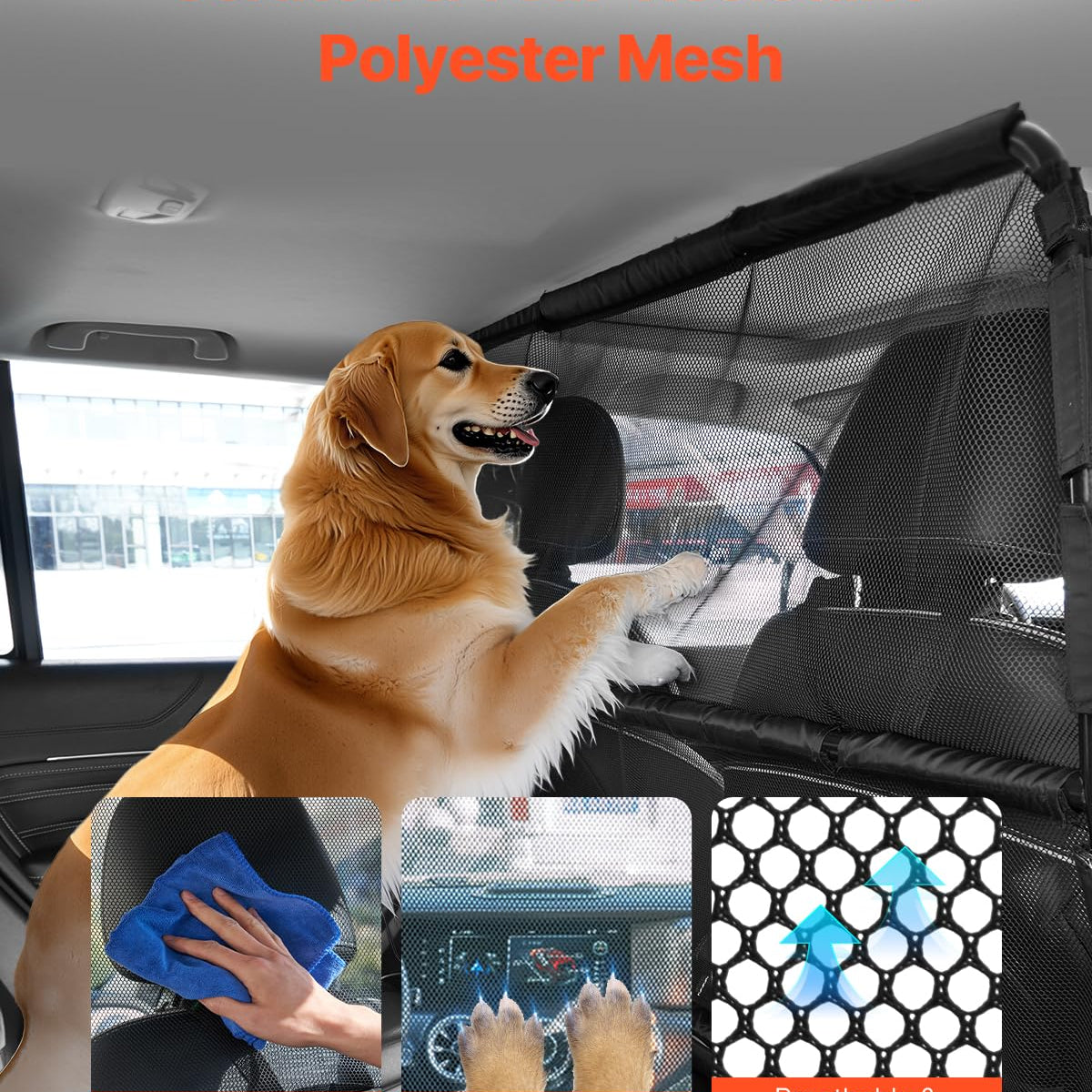 VEVOR Dog Car Barrier, 50'' Wide Car Divider for Front Seats Installat ...