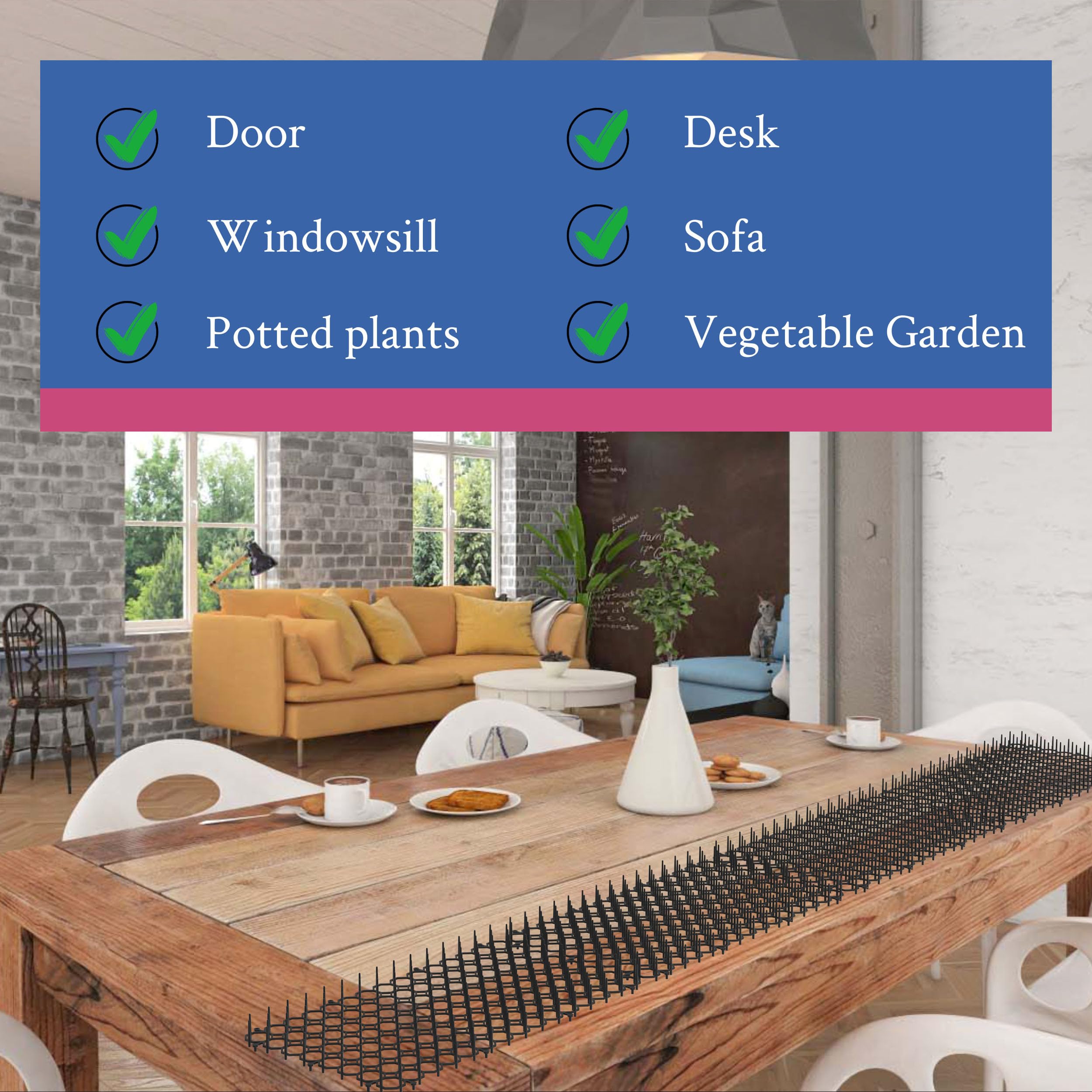 Hmyomina 16 x 8 Inch Scat Mat for Cats, 12 Pack Cat Scat Mat with Spikes - Deterrent Mat for Cats and Dogs - Cat Deterrent Outdo