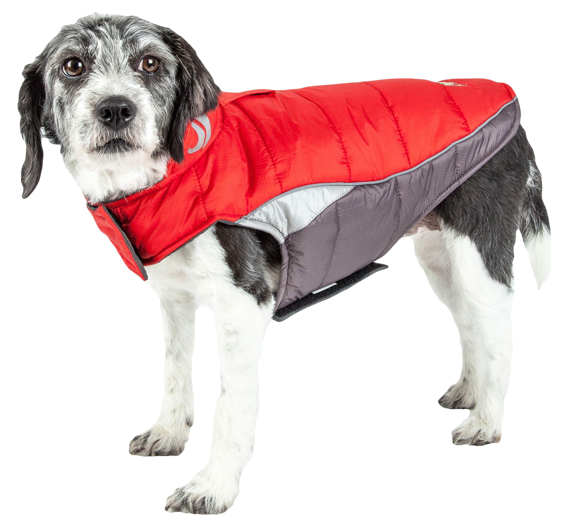DOGHELIOS Hurricane-Waded Plush Adjustable 3M Reflective Insulated Winter Pet Dog Coat Jacket w/ Blackshark technology, Medium