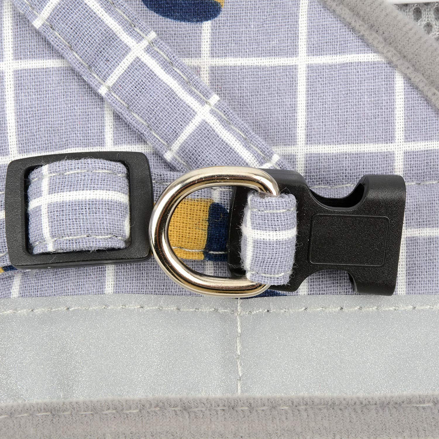 Zunea No Pull Small Dog Harness And Leash Set Adjustable Reflective Step-In Chihuahua Vest Harnesses Mesh Padded Plaid Escape Proof Walking Puppy Jacket For Boy Girl Pet Dogs Cats Gray L