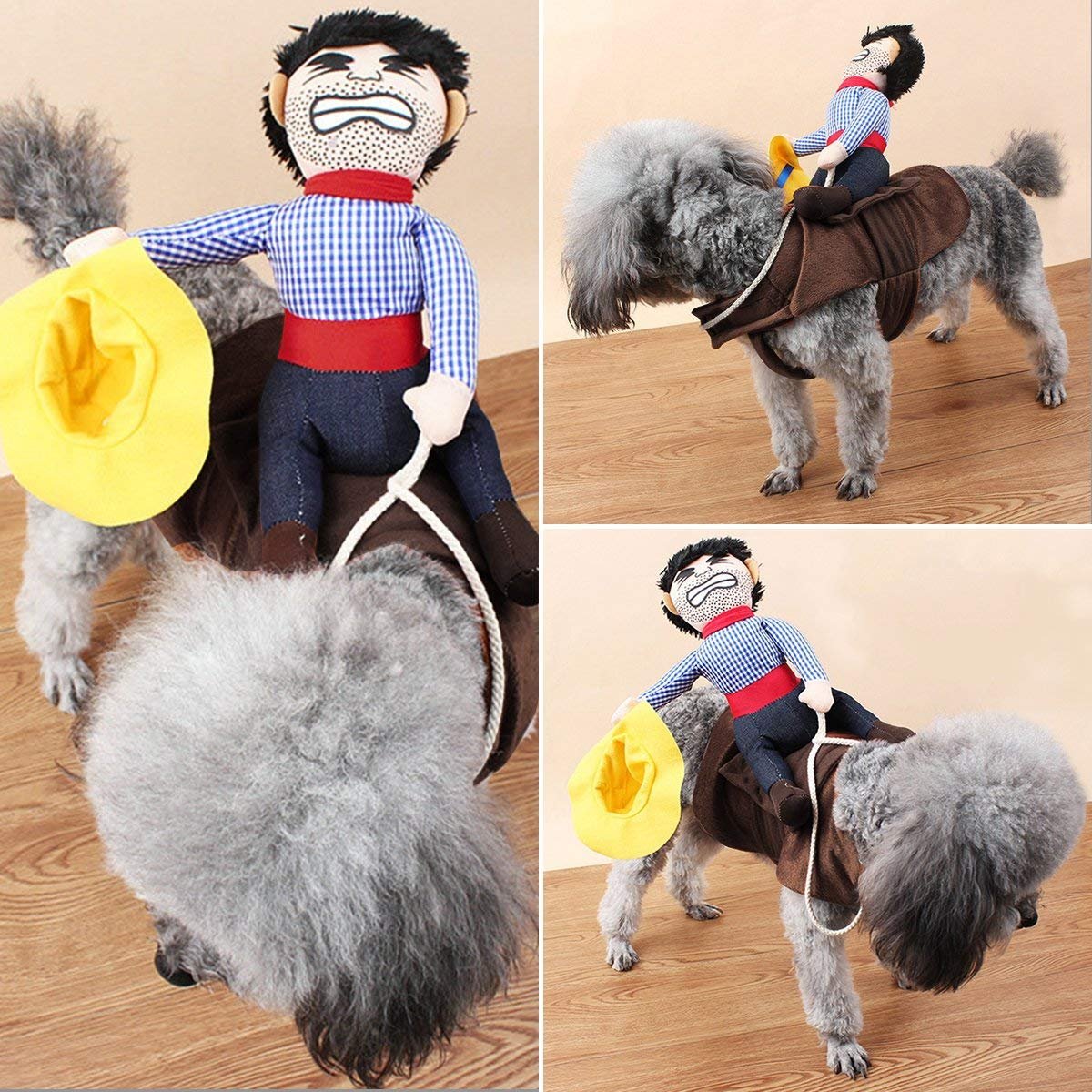 Ismarten Cowboy Rider Dog Costume For Dogs Outfit Knight Style With Hat Pet Costume For Halloween Day (Medium)