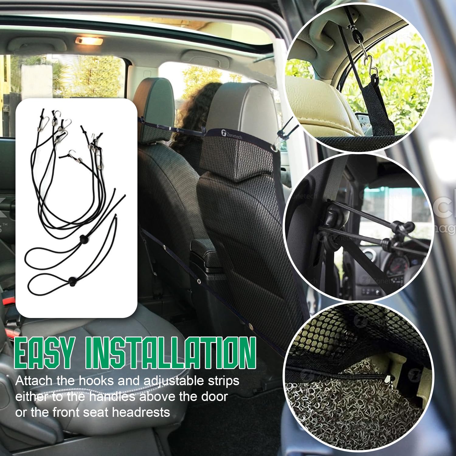 Zone Tech Pet Car Net Barrier Large Universal Mesh Vehicle Pet Barrier