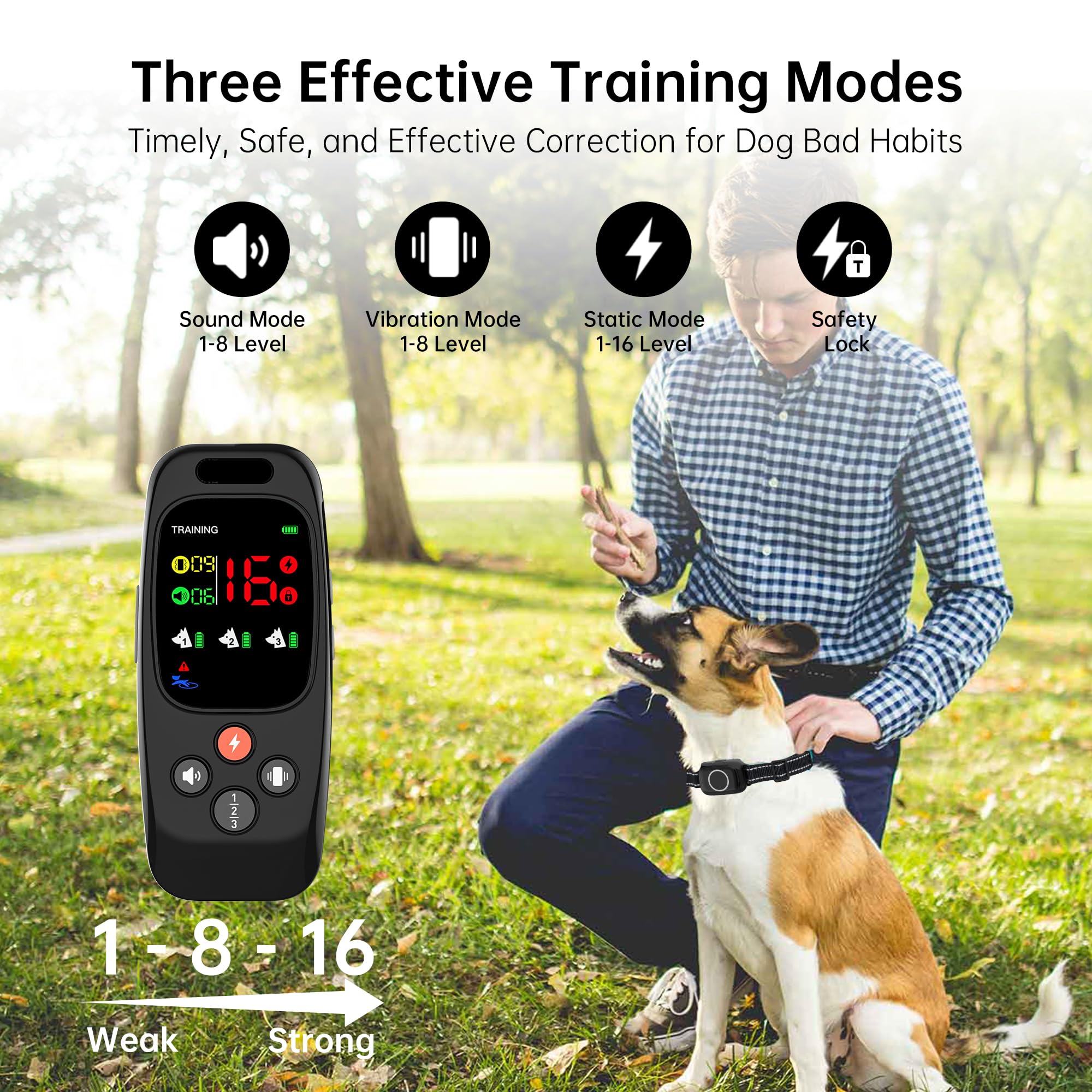Pethey 2025 Upgraded Dog Shock Collar For Dogs With Remote Control, Waterproof Electric Dog Collars For Small Medium Large Dogs