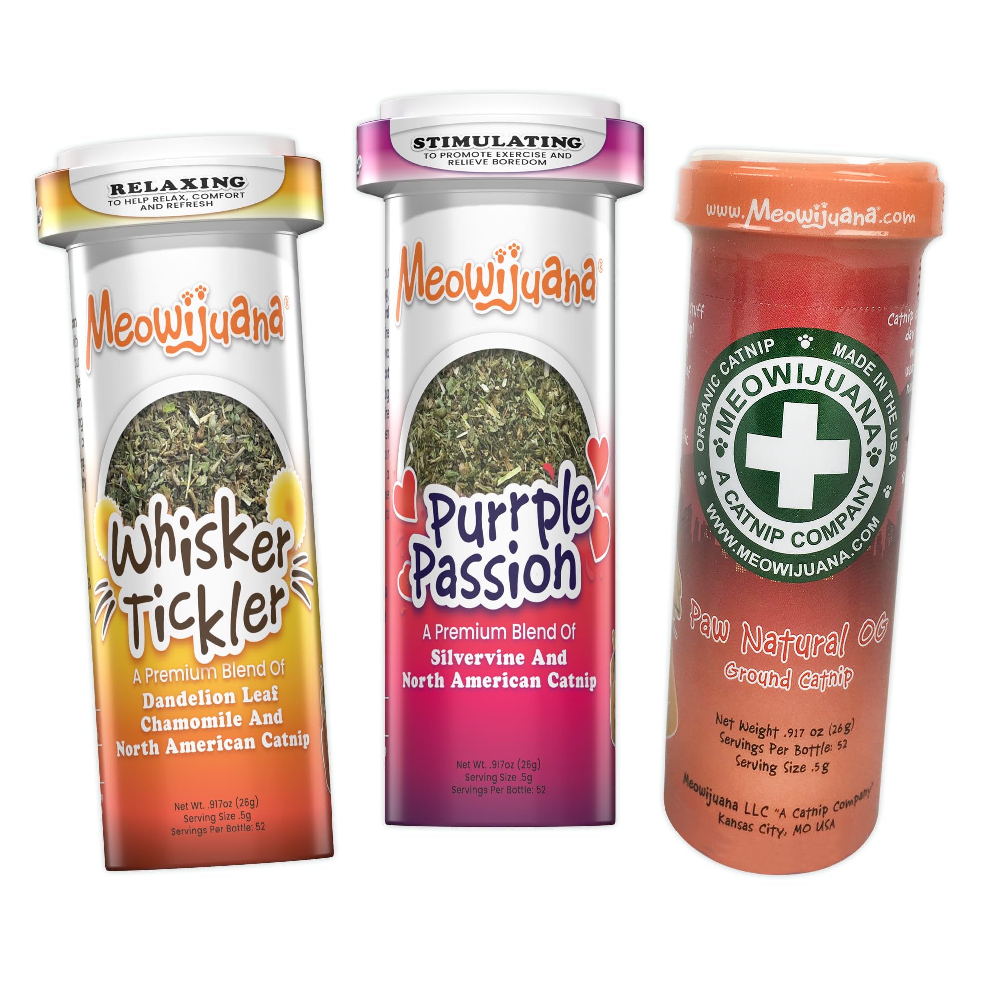 Meowijuana Purrple Passion Cat Nip - Premium Organic Blend of Catnip for Cats & Silvervine, Stimulates Playful Behavior, 26g, Na