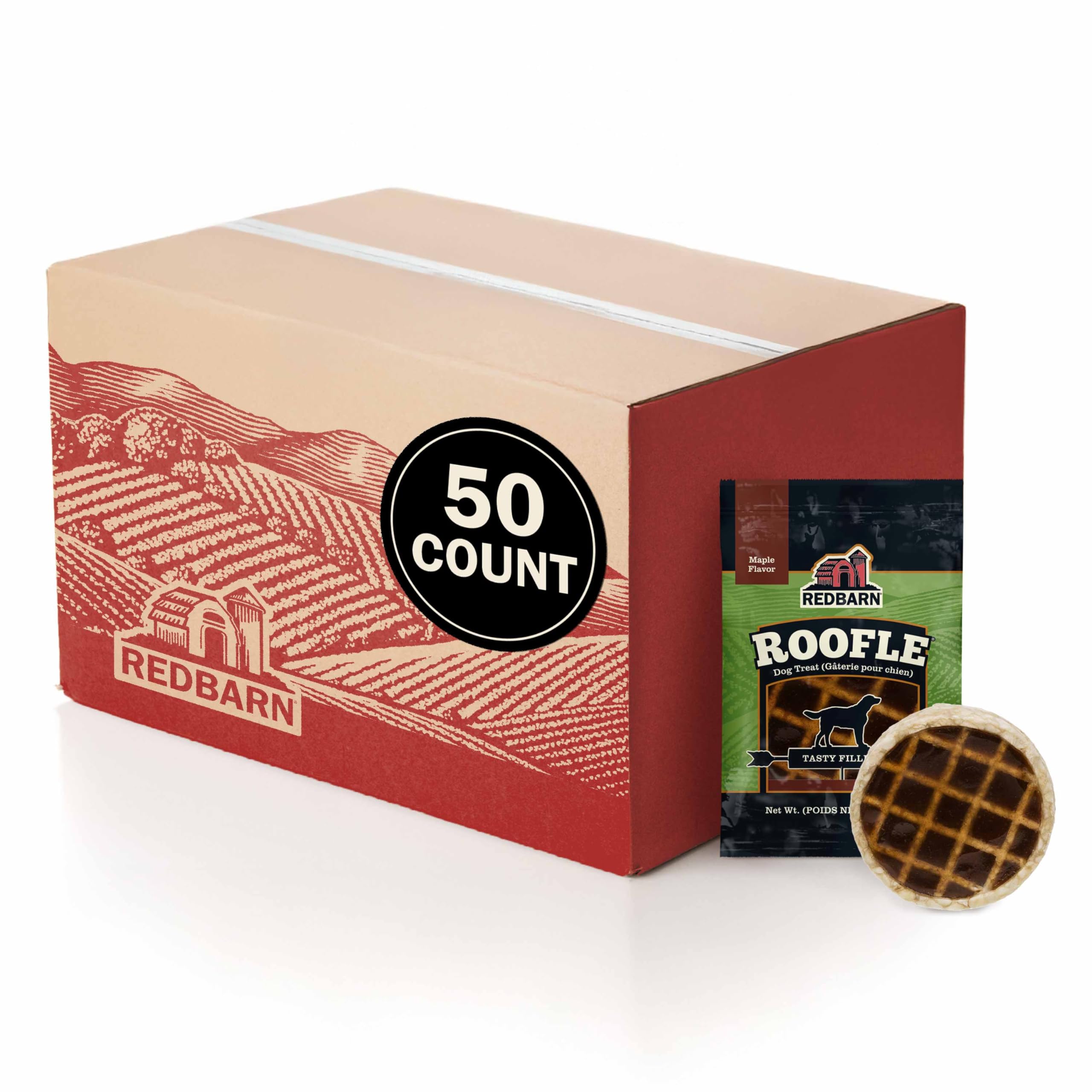 Redbarn Pet Products Roofle - Maple Flavored Waffles - Dog Treat - Case of 50