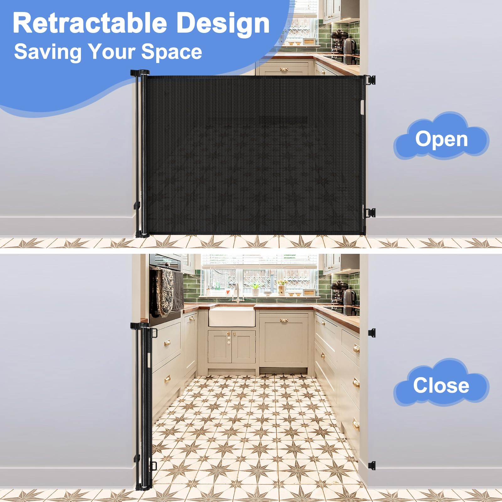 42'' Tall X 75'' Wide Extra Tall Dog Gate Tall Dog Gates for Doorways Dog Gates for The House Extra Tall Retractable Baby Gates