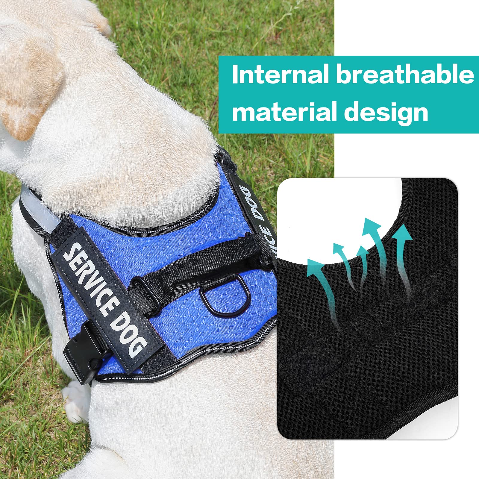 Mumupet Service Dog Harness, No Pull Easy On And Off Pet Vest Harness, 3M Reflective Breathable & Easy Adjust Pet Halters With Nylon Handle - No More Tugging Or Choking For Small Medium Large Dogs