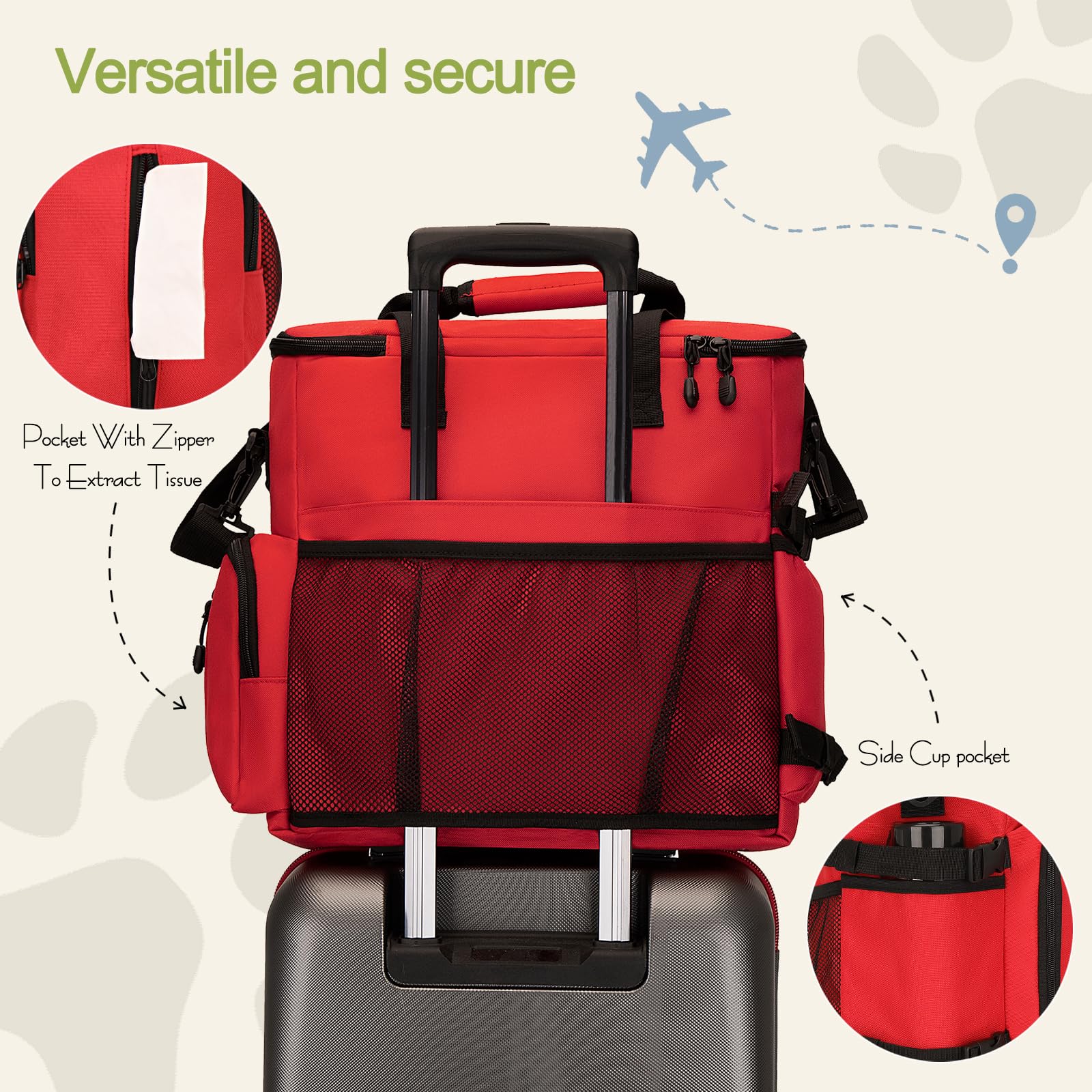 Laripop Dog Travel Bag,Weekend Pet Travel Bag Set For Dog And Cat,Airline Approved Tote Multi-Function Dog Bags For Traveling,In