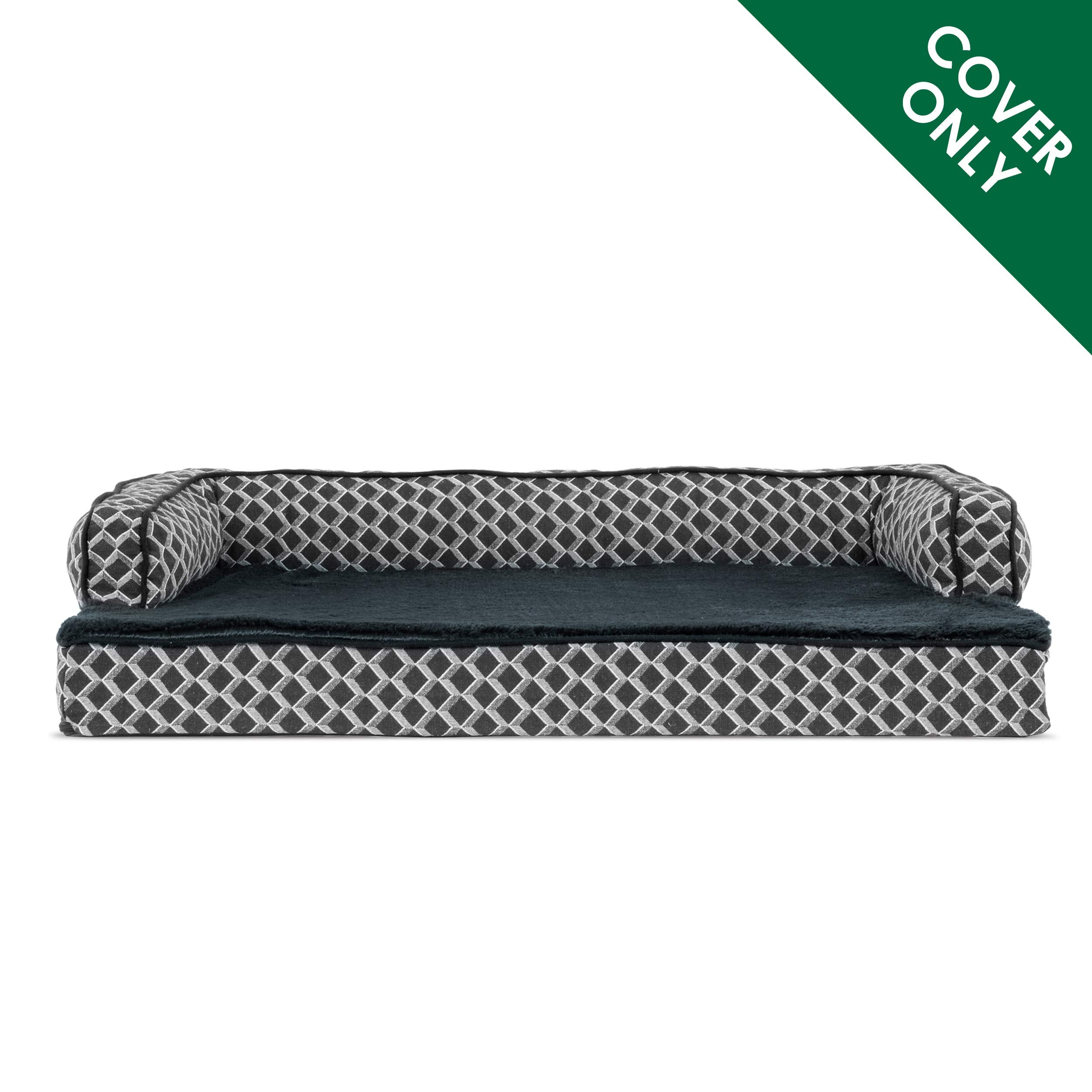 Furhaven Replacement Dog Bed Cover Comfy Couch Plush & D  Cor Sofa-Style, Machine Washable - Diamond Gray, Jumbo (X-Large)