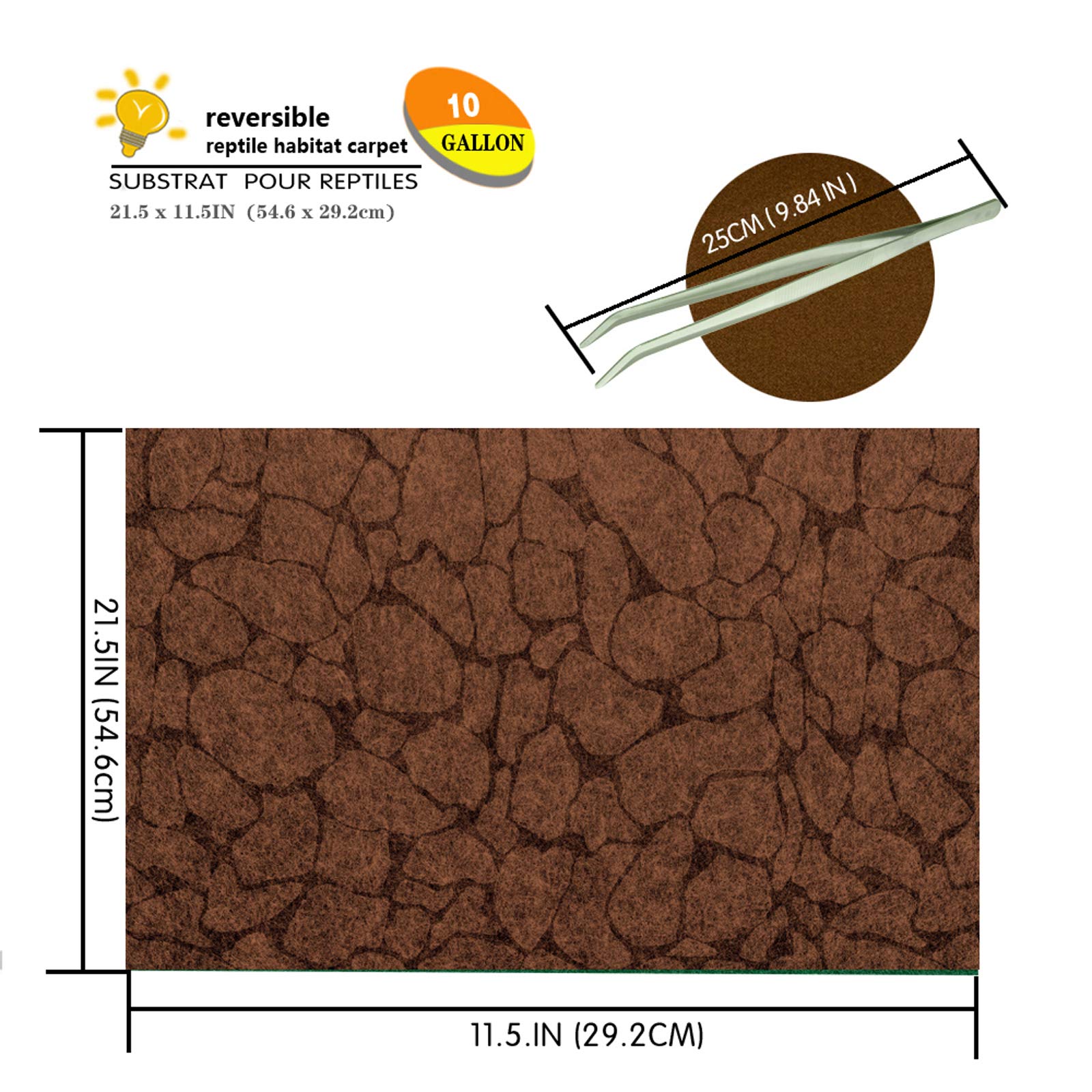 MCLANZOO 2PCS 21.5 x 11.5in Reptile Carpet 10Gallon,Pet Terrarium Liner,Reptiles Cage Mat/Substratefor Snakes, Chameleons, Gecko