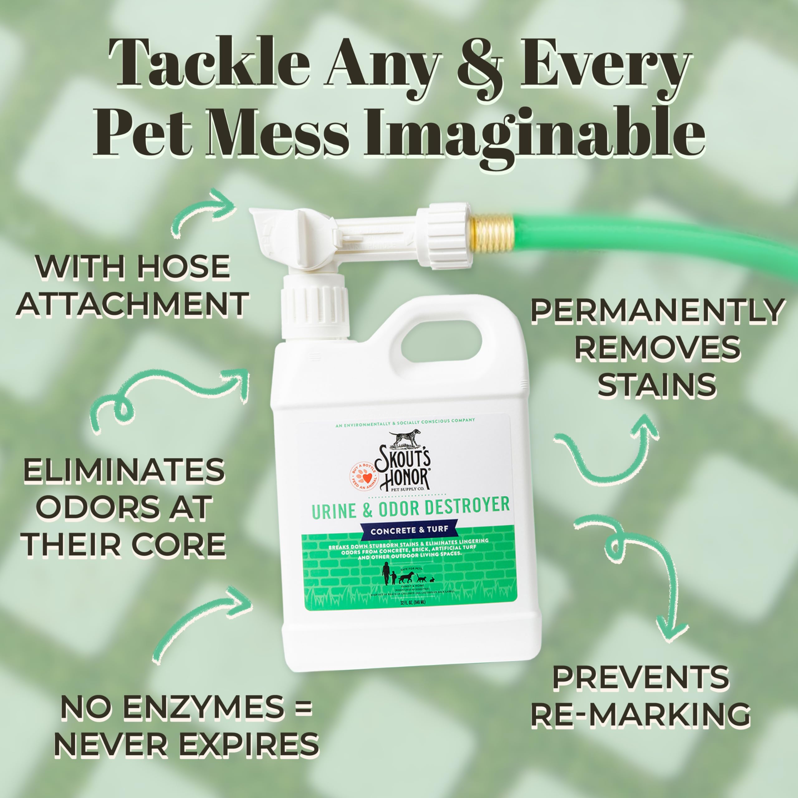 Skout'S Honor Pet Urine & Odor Destroyer Concrete & Turf - Professional Strength, Plant-Powered, Cruelty-Free Urine Eliminator F