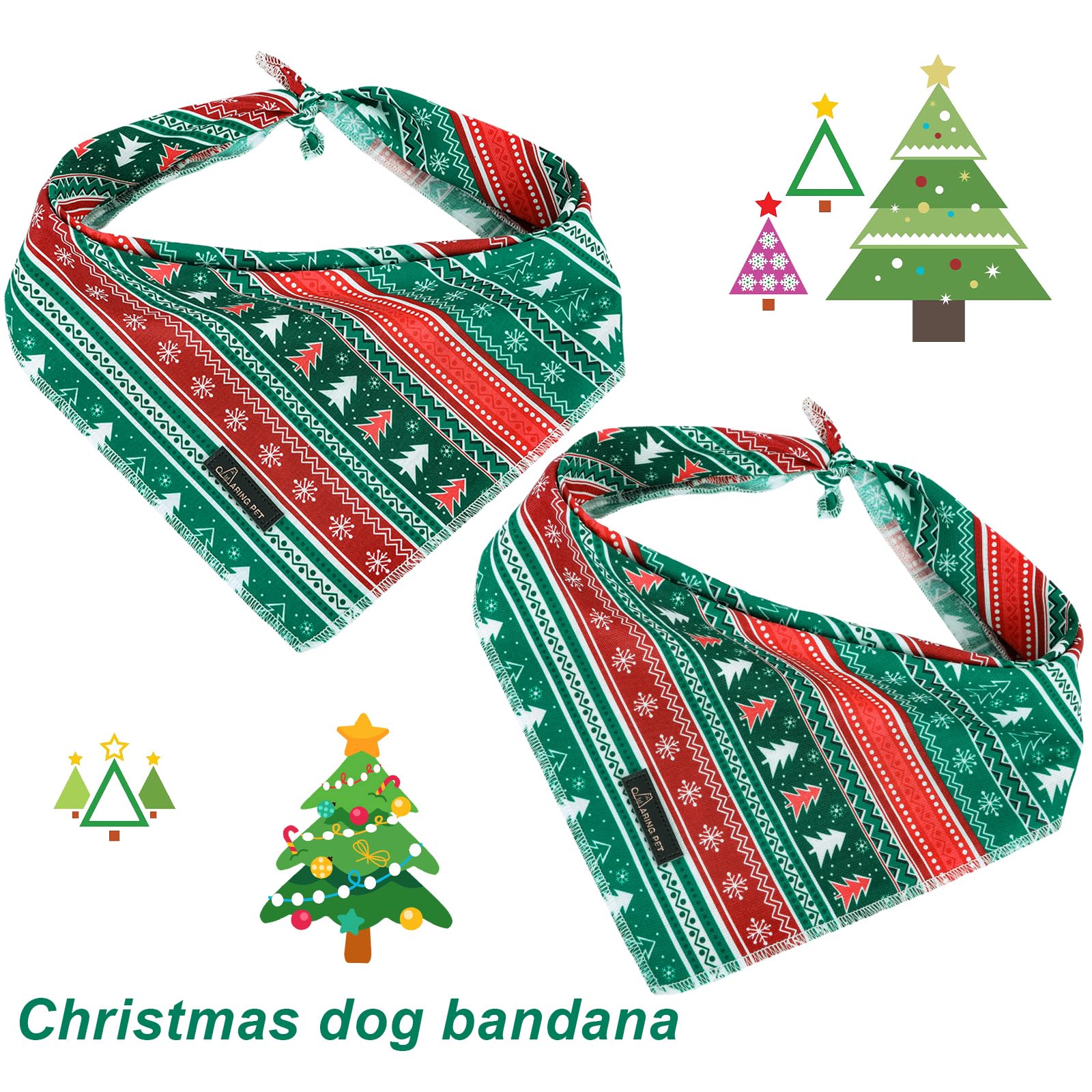 Aring Pet Christmas Bandana - Cute Cotton Dog & Cat Scarves, Soft Comfortable Triangle Bibs For Small To Large Pets