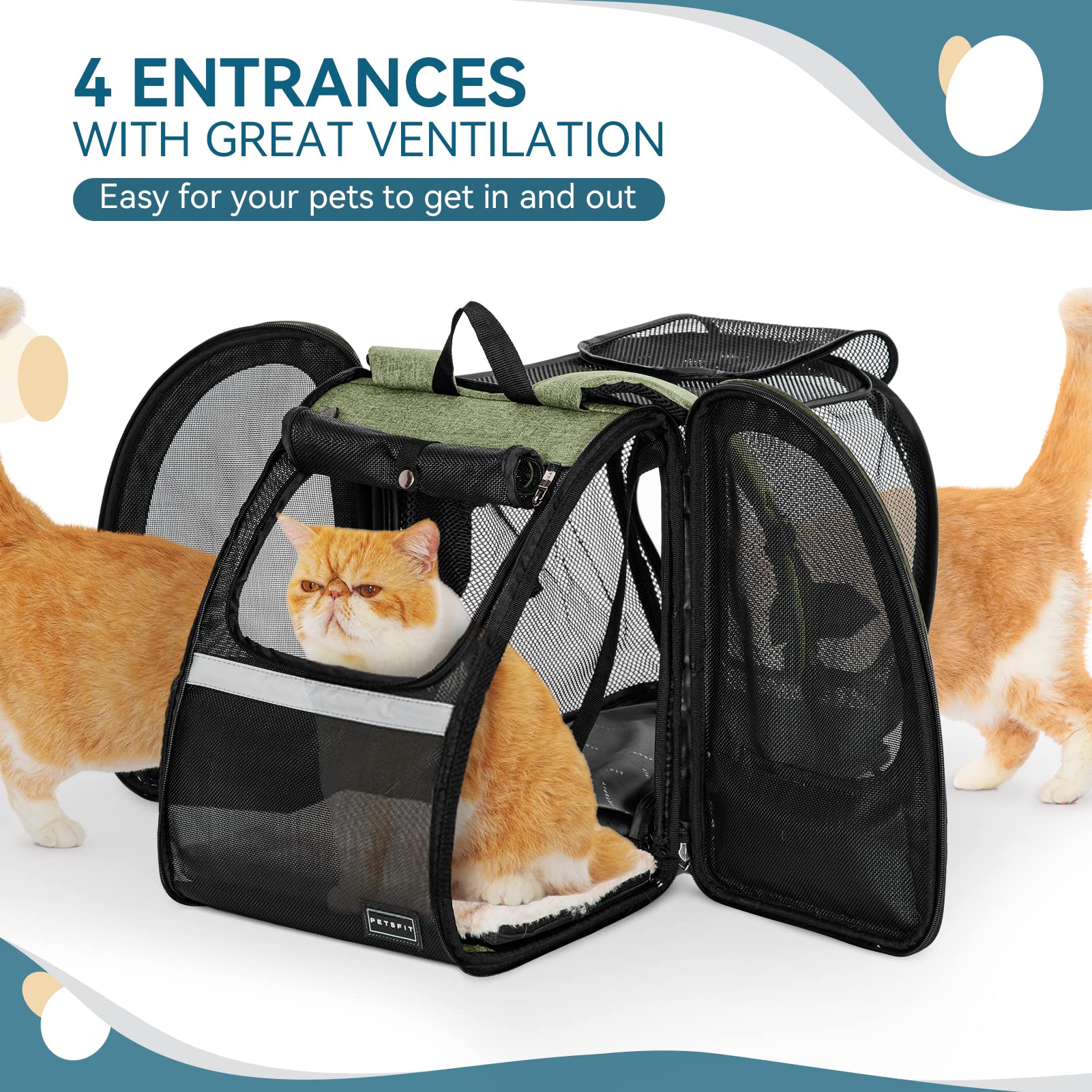 Petsfit Cat Backpack Carrier,Dog Carrier Backpacks Expandable With Great Ventilation Foldable Puppy Backpack Carrier For Travel,