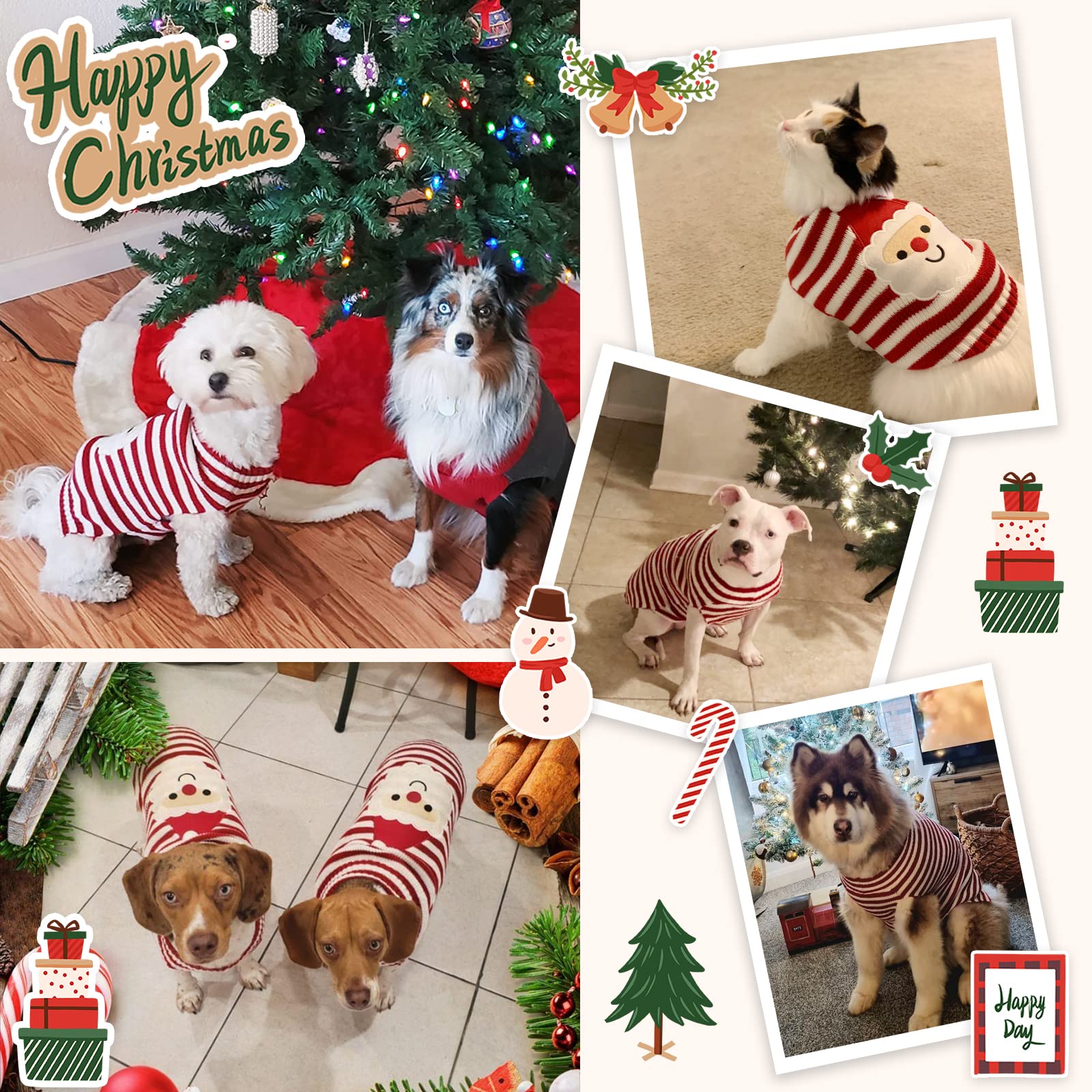 Doggyzstyle Dog Christmas Sweater Xmas Pet Clothes Cute Striped Santa Claus Costume Holiday Puppy Cat Jumpers Outfits New Year G
