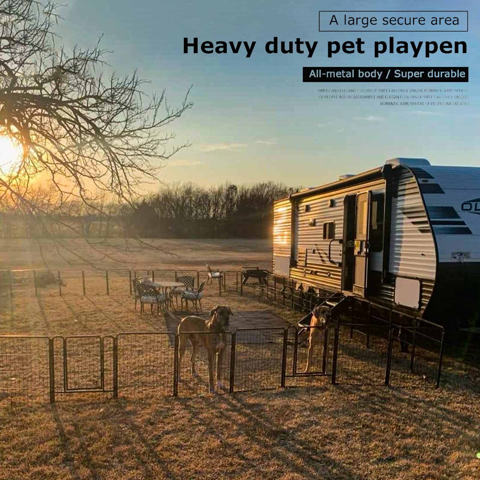 Dog Playpen Indoor & Outdoor Foldable Metal Pet Exercise Fence Pen With Door Gate,Dog Kennels For Small/Medium/Puppy Dogs,Rabbit