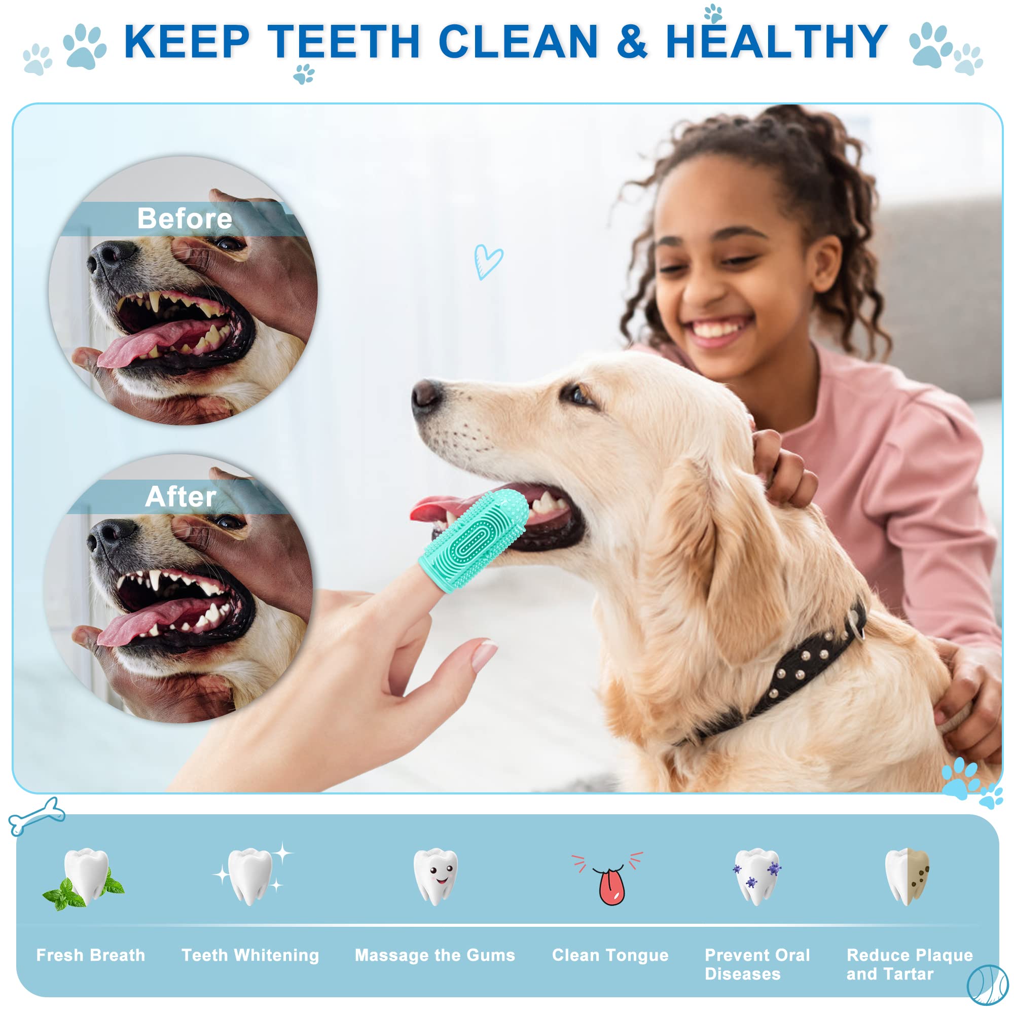 LDIIDII Dog Toothbrush Dog Tooth Brushing Kit Dog Finger Toothbrush for Dog Teeth Cleaning&Dog Dental Care,Cat Toothbrush Dog To
