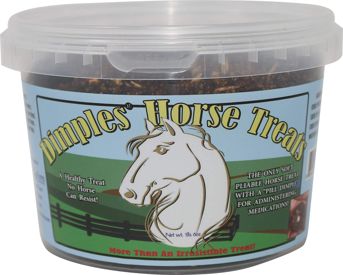 Dimples Horse Treats With Pill Pockets - 1Lb Tub Of Usa-Made Horse Cookies With Beet Pulp - Tasty, Healthy, & Organic Treats - Equine Pill Pockets For Meds