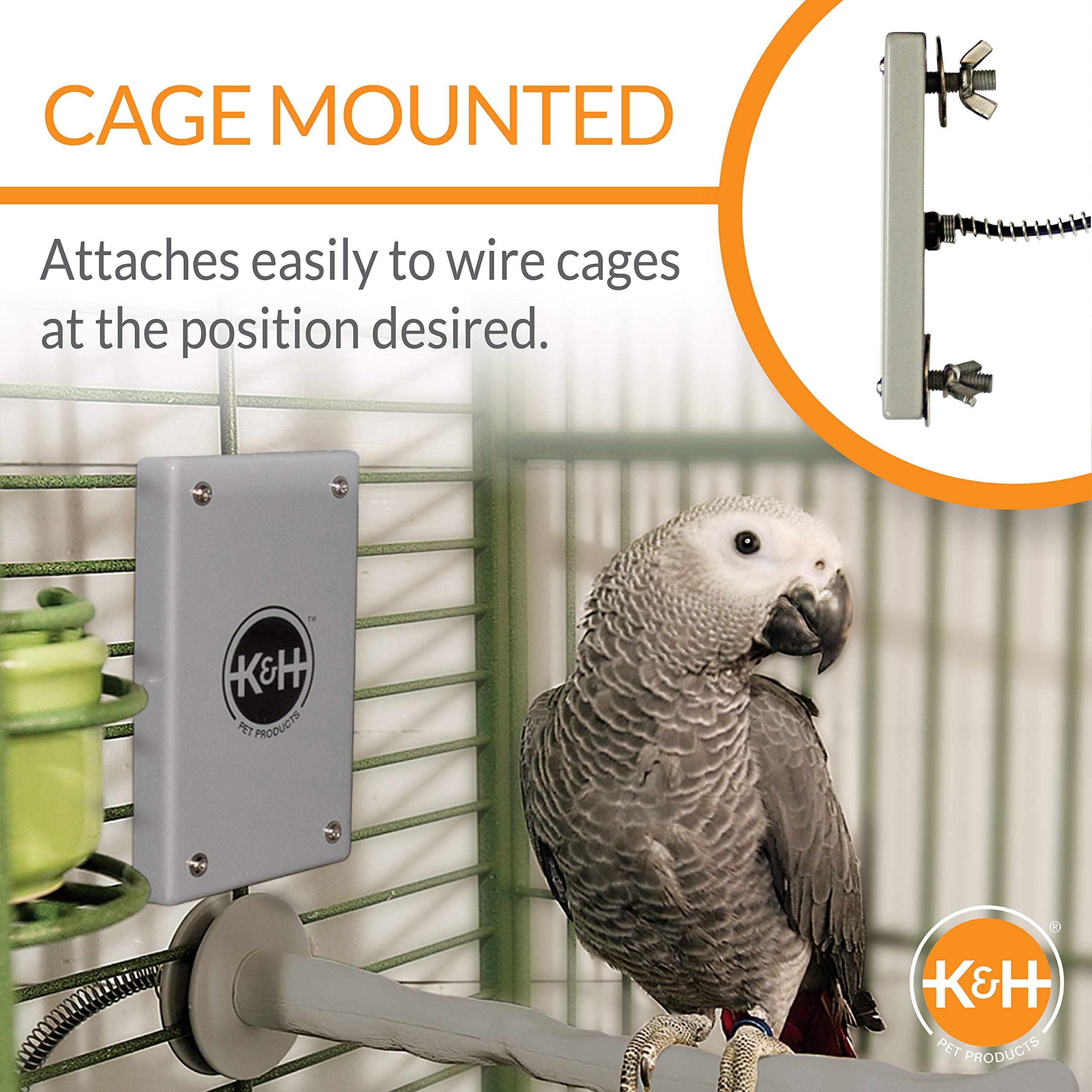 K&H PET PRODUCTS Snuggle Up Bird Warmer - Electric Radiant Heater for Small to Medium Birds, 7W/5W, Gray