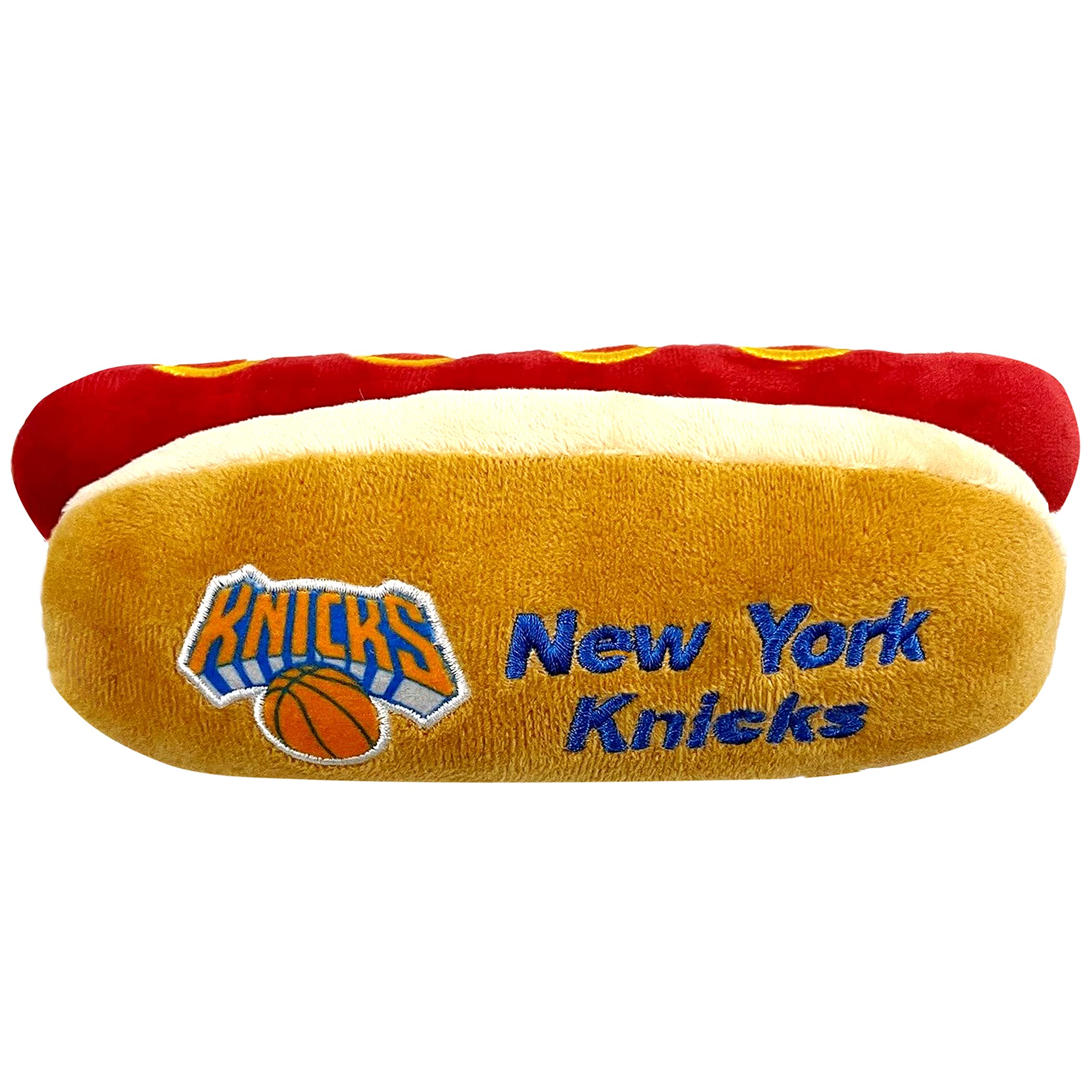 Pets First Nba New York Knicks Hot Dog Plush Dog & Cat Squeak Toy - Cutest Hot-Dog Snack Plush Toy For Dogs & Cats With Inner Sq