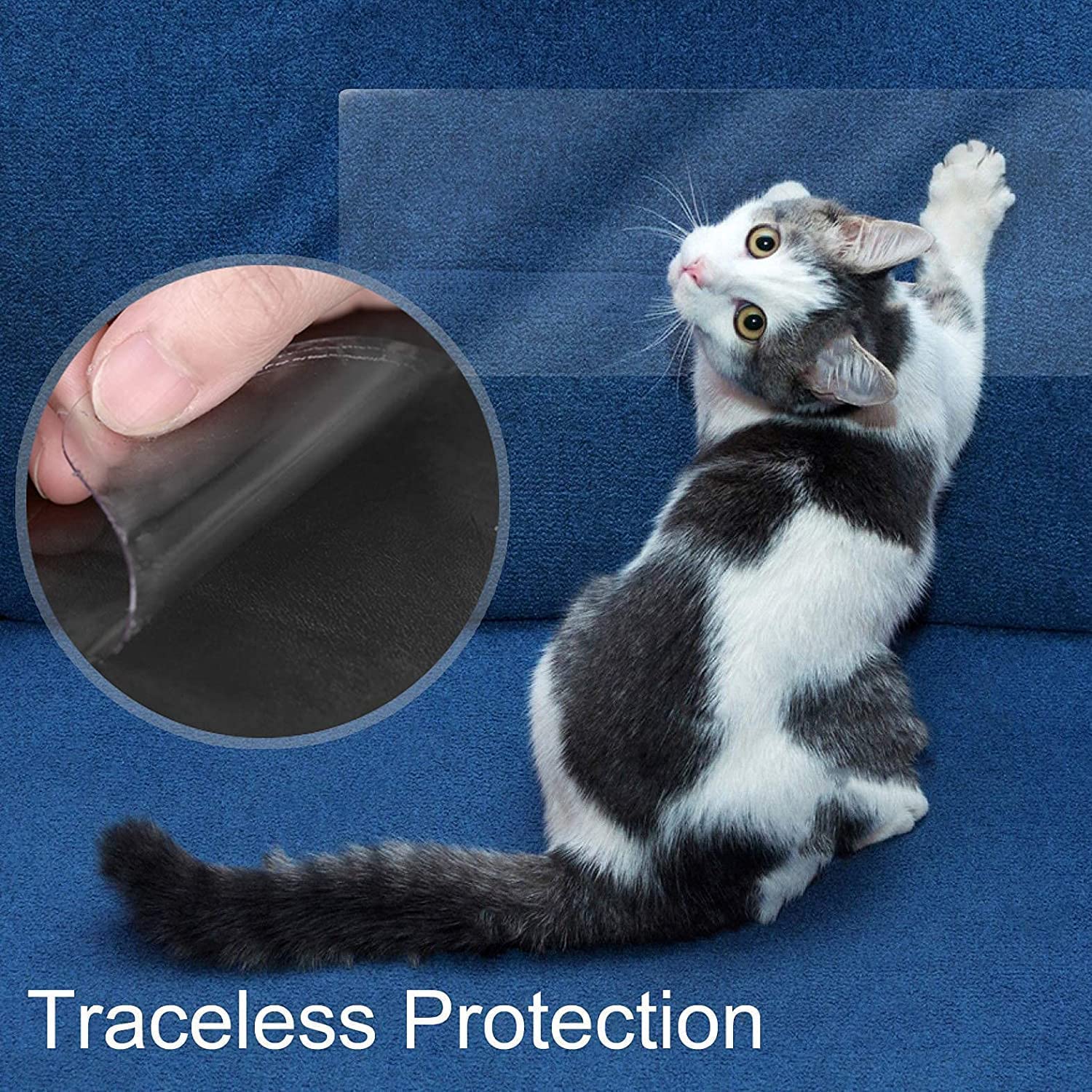 Kebe Door Scratch Protector, 118'' Long Anti Scratch Deterrent Tape Protect Your Door, Furniture & Wall With Clear Premium Heavy Duty Door Cover Scratch Shield, Extended Door Guard For Dog Scratching