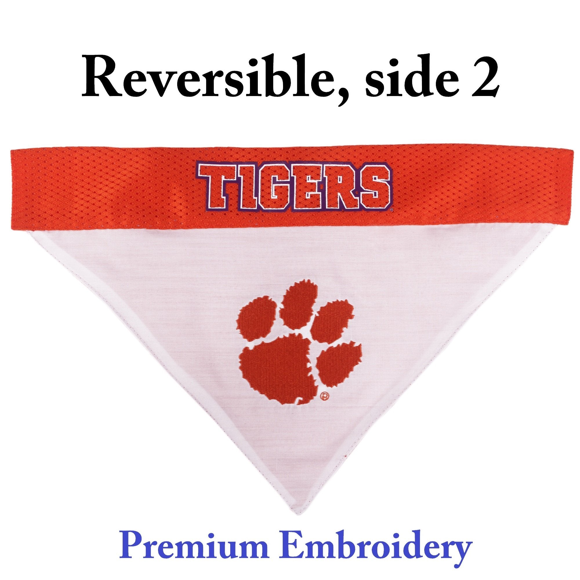 Pets First Collegiate Pet Accessories, Reversible Bandana, Clemson Tigers, Large/X-Large