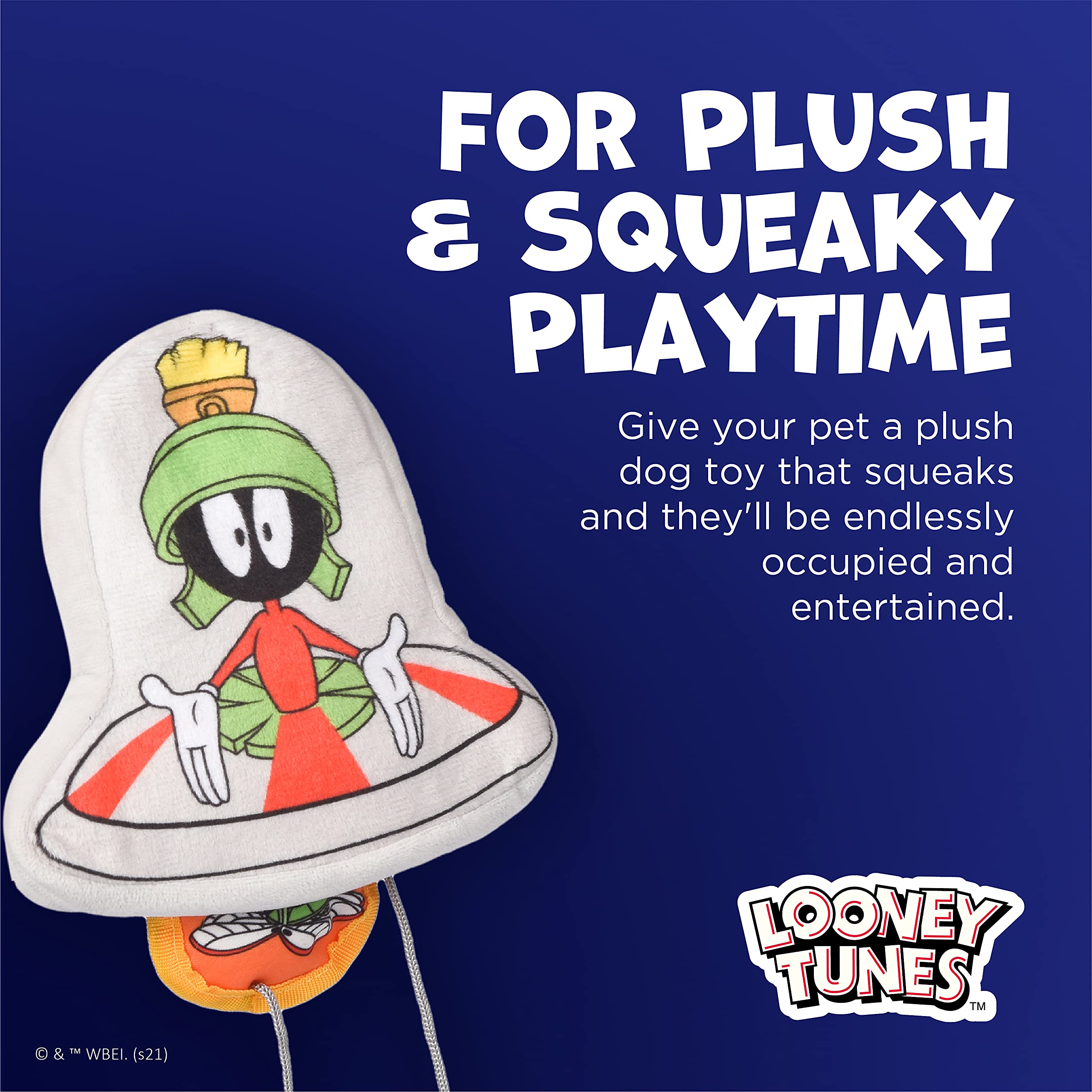 Looney Tunes Marvin The Martian Burrow Plush Dog Toy - 6 Inch, Fun Hide and Seek Toy for All Dogs, Officially Licensed Warner Bros