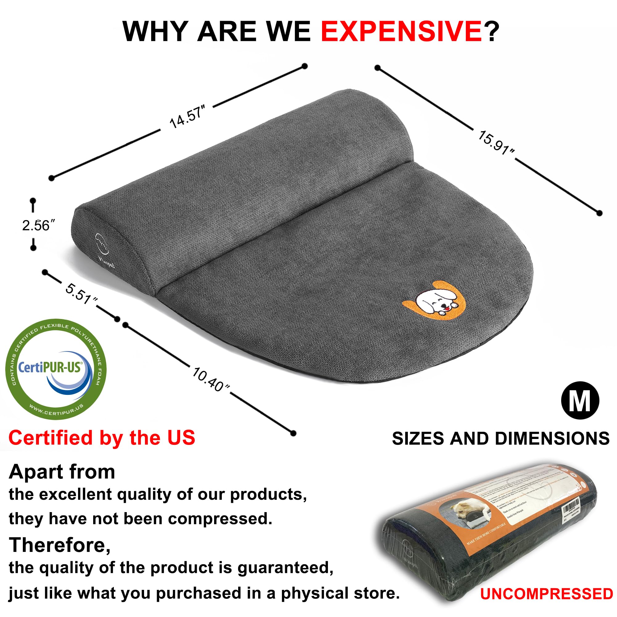 Whoopub Dog And Cat Bolster Pillow For Medium Dogs And Cats, Benefit For Cervical Vertebra And Neck, Easy To Carry When Travelin