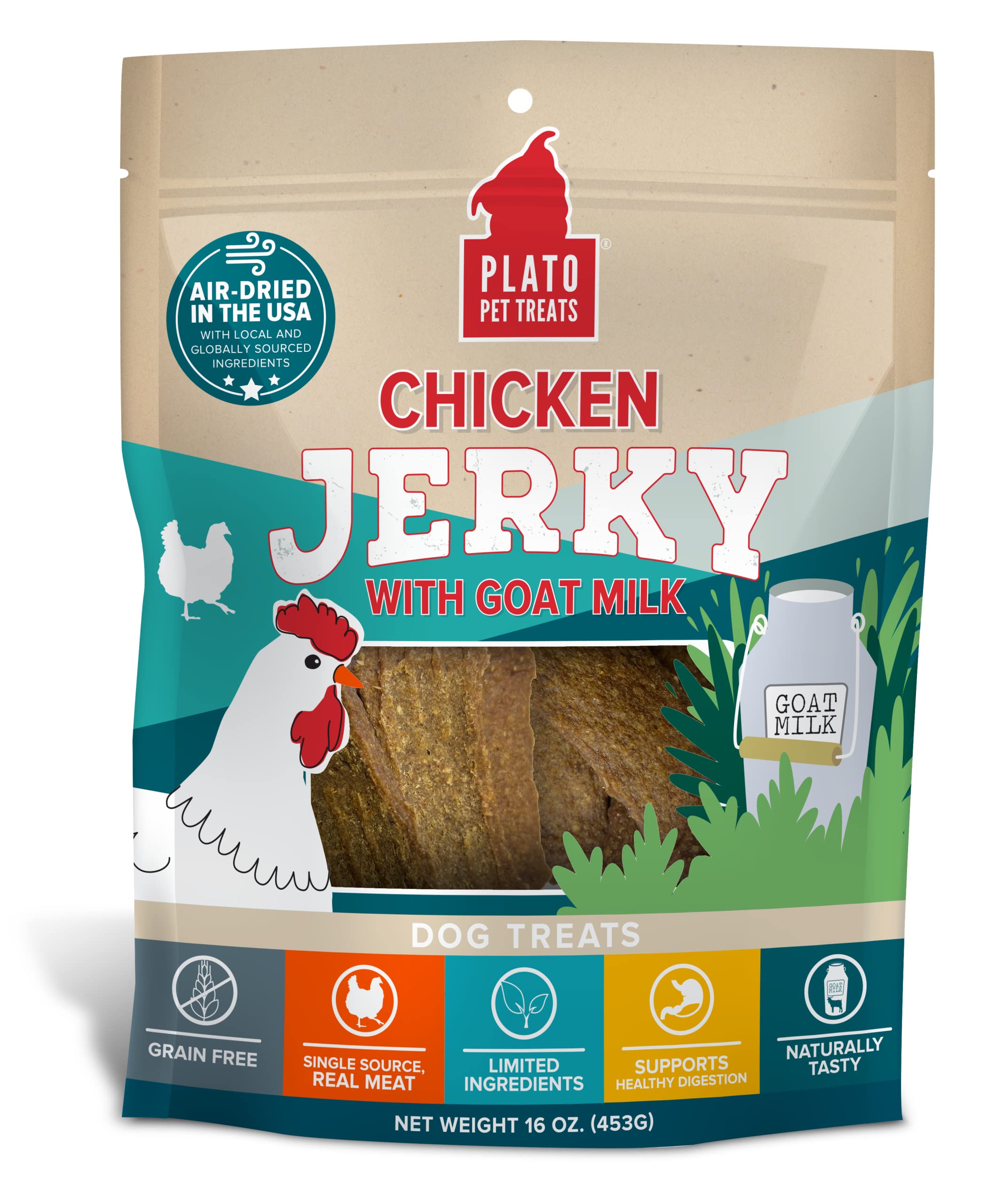 Plato Dog Jerky Chicken With GoatS Milk 16Oz