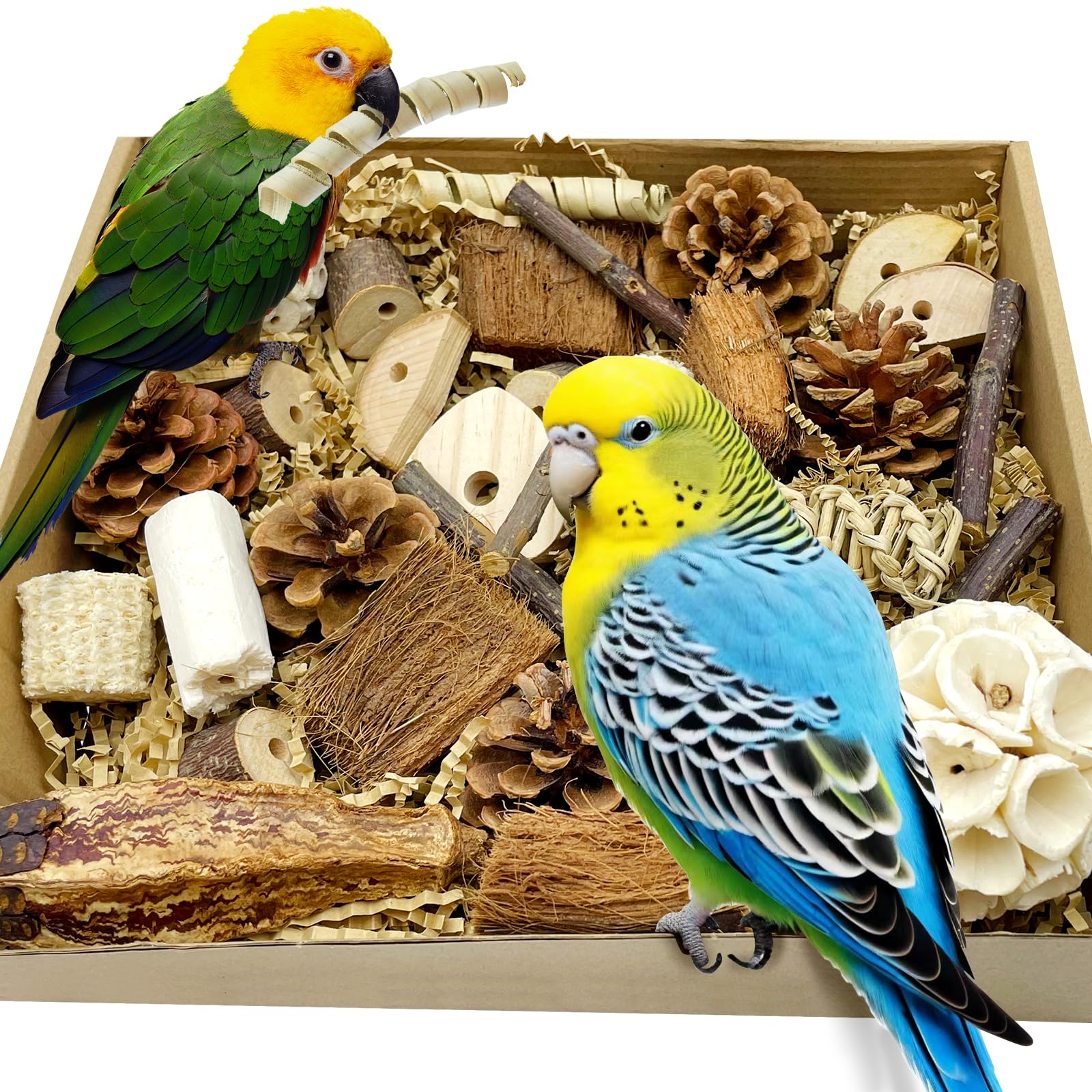 Bird Toys Parrot Toy Birds Foraging&Parrots Tearing Toys Box Interactive Chewing And Shredding Toy For Parakeets, Cockatiels, Ca