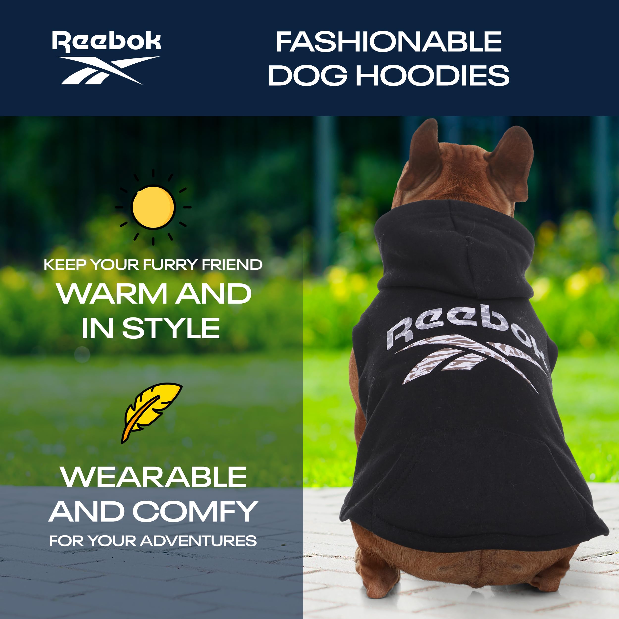 Reebok Fleece Dog Sweatshirt - Winter Pullover With Leash Hole, From Small To Large, Premium Christmas Cozy Dog Hoodie