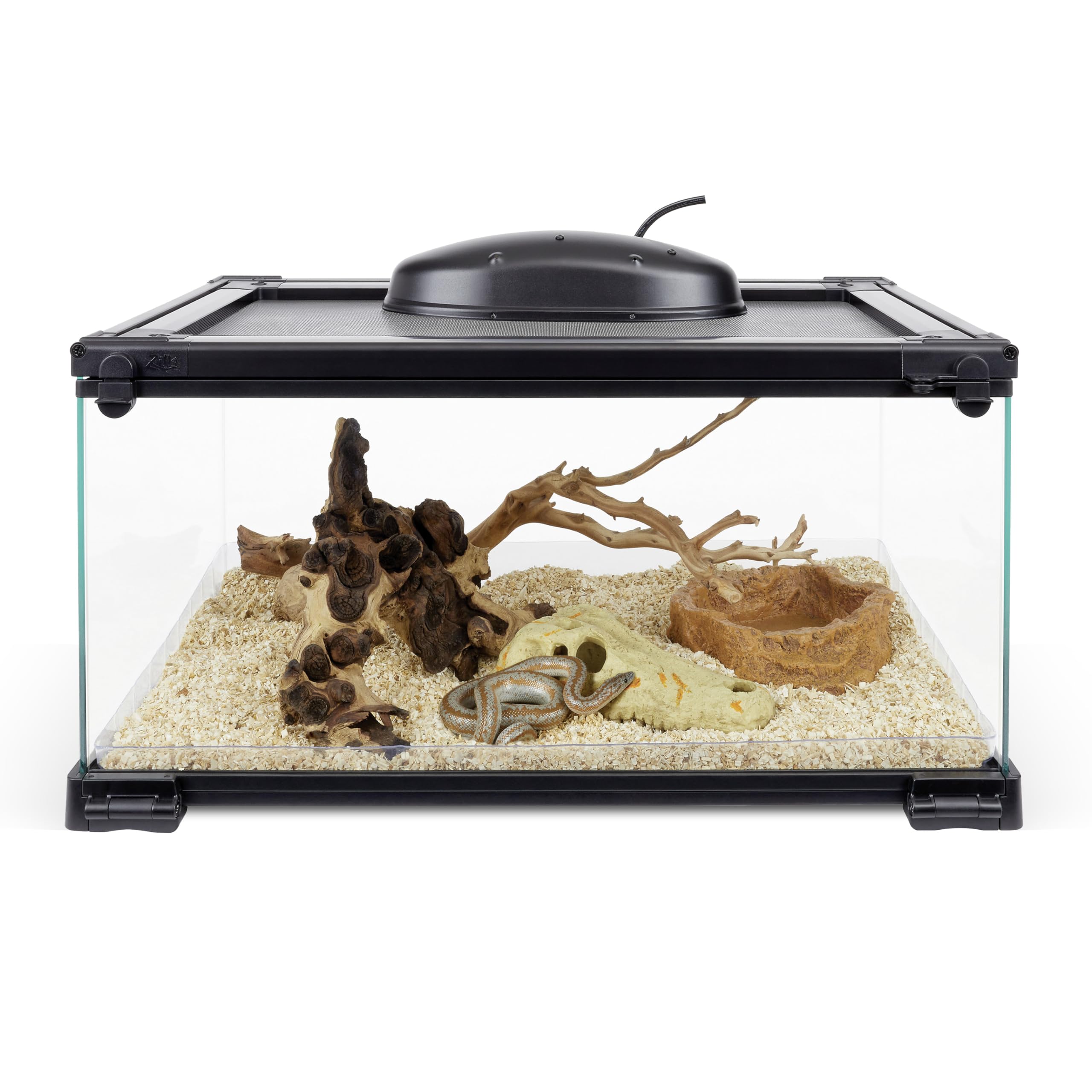 Zilla QuickBuild Reptile 10 Gallon Glass Terrarium Habitat with Bedding Tray For Geckos, Snakes, Lizards, Frogs, Turtles, and To
