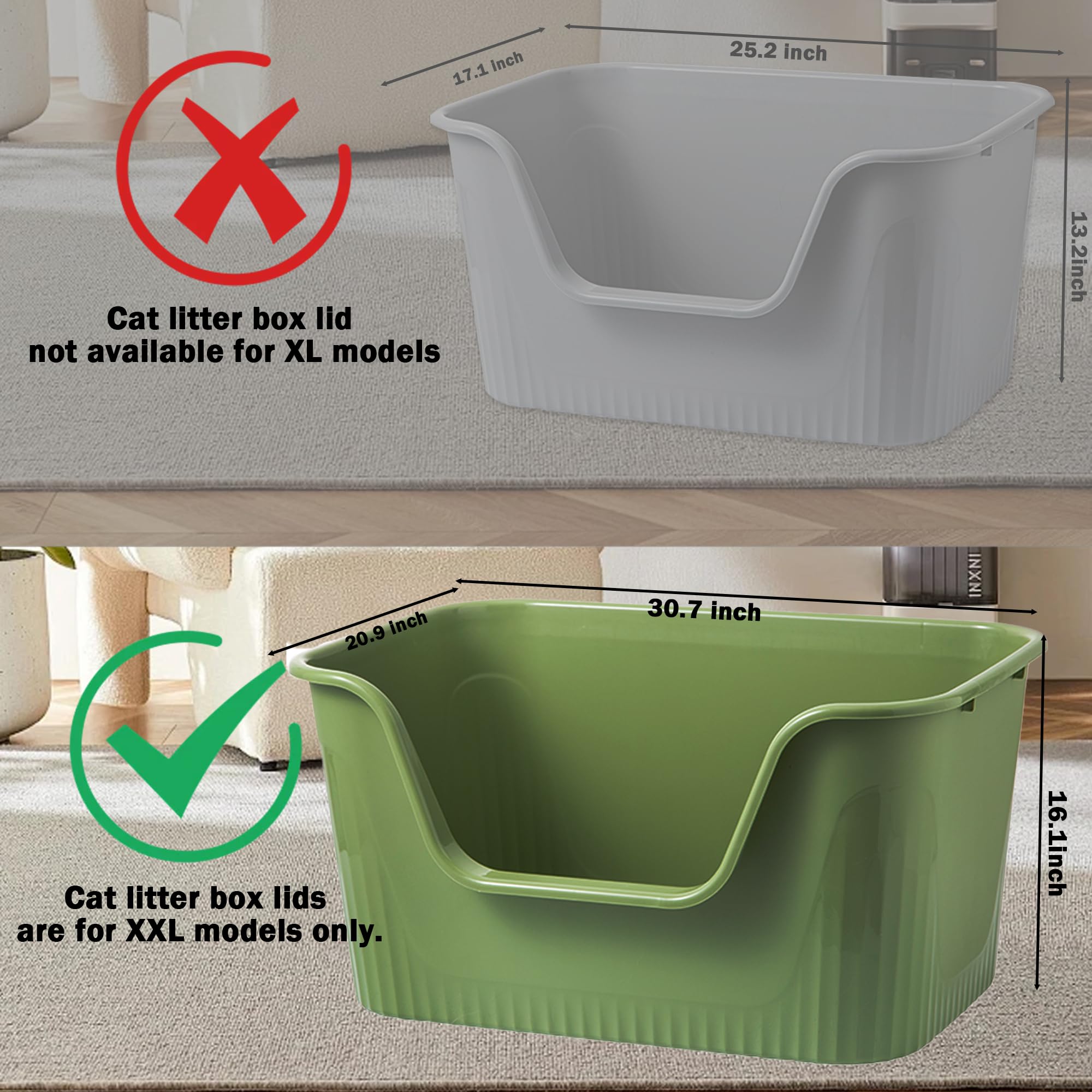 Vealind Cat Litter Box Lid With Clear Door - Fits Xxl & Jumbo Size Boxes