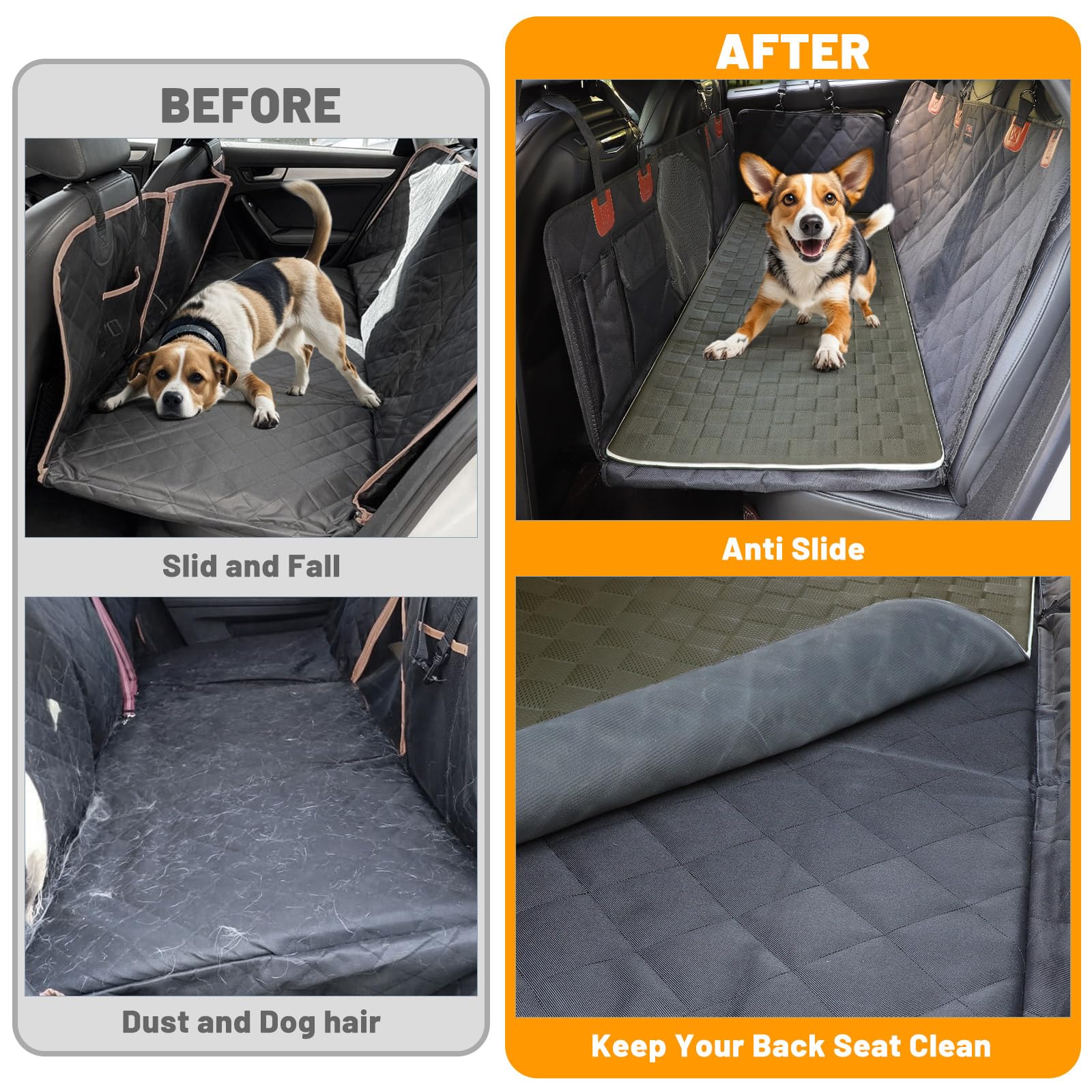 Manificent Non-Slip Pet Bed Mat For Back Seat Extender, Hair Resistant Dog Blanket For Hard Bottom Dog Car Seat Cover, Anti Slip