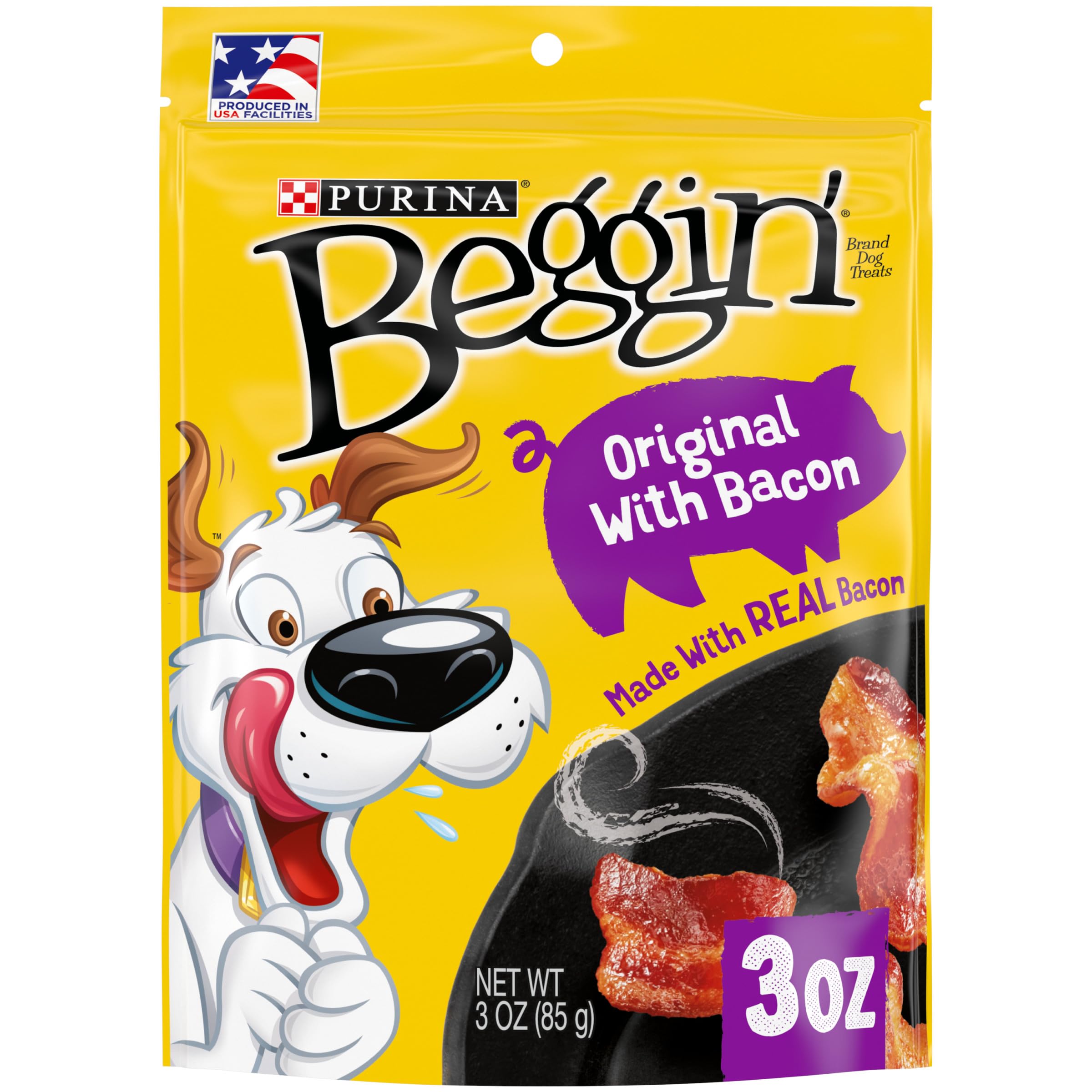 Purina Beggin Strips Real Meat Dog Treats, Original With Bacon Flavor - (6) 3 oz. Pouches