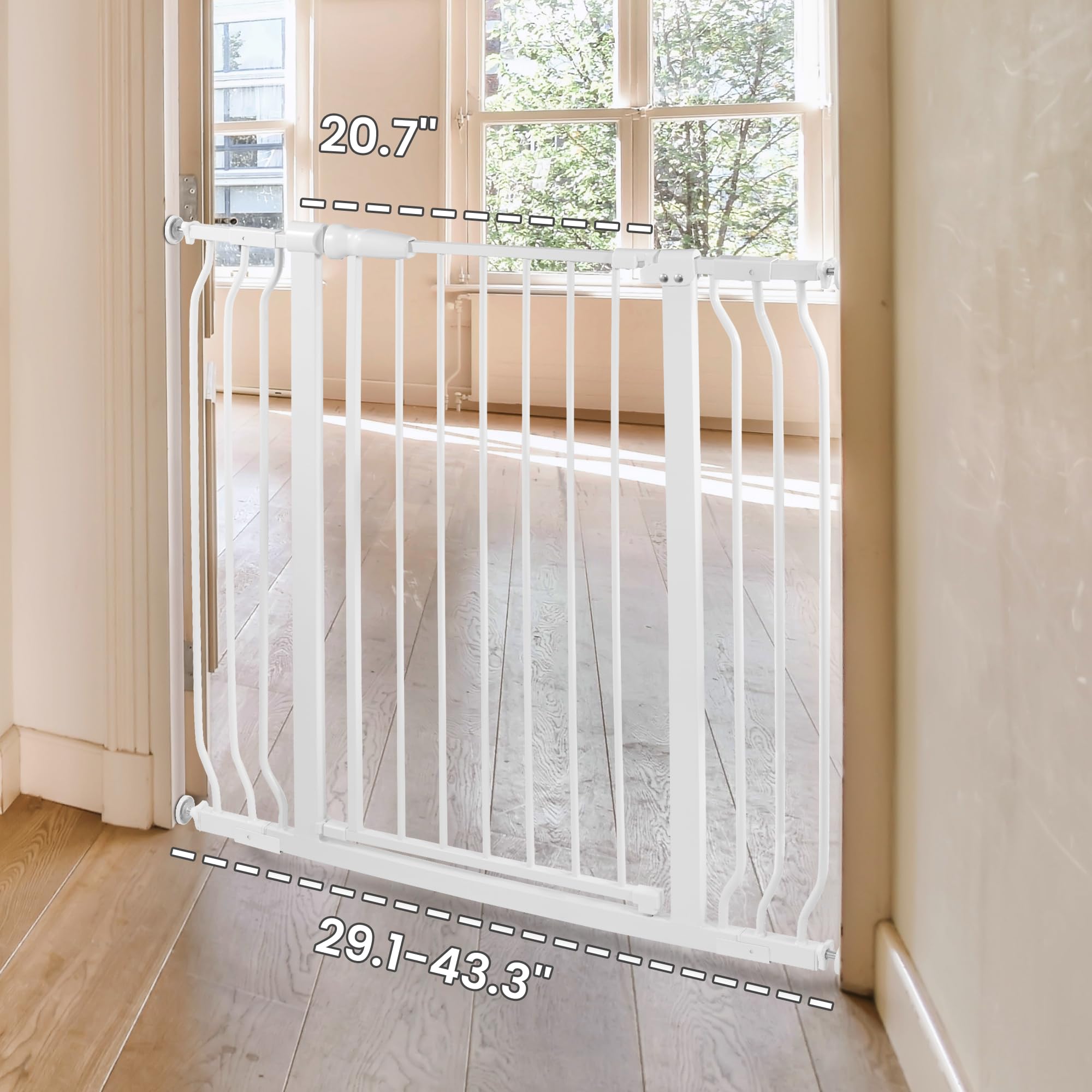 Balancefrom Easy Walk-Thru Safety Gate For Doorways And Stairways With Auto-Close/Hold-Open Features, 36-Inch Tall, Fits 29.1 - 43.3 Inch Openings, White