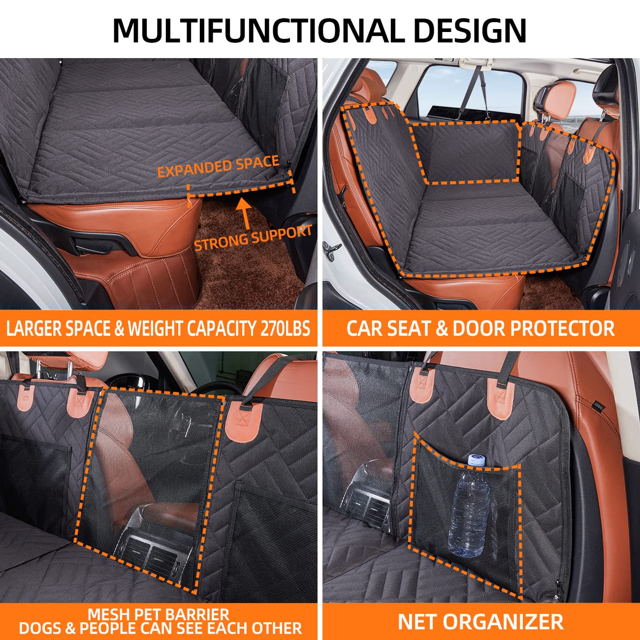 Yjgf Back Seat Extender For Dogs, Seat Cover For Back Seat Bed Inflatable For Car Camping Air Mattress,Dog Hammock For Car Trave