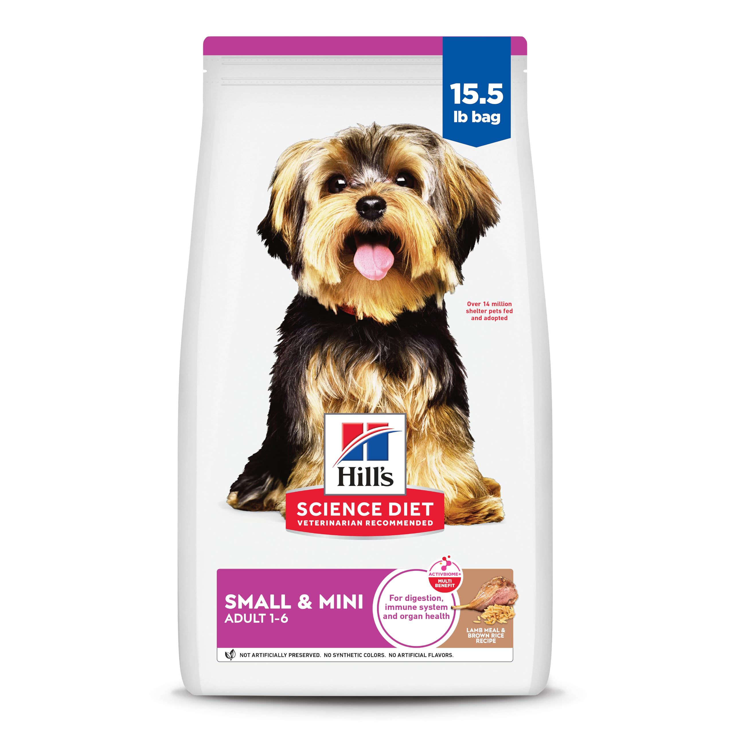 Hills Science Diet Small & Mini, Adult 1-6, Small & Mini Breeds Premium Nutrition, Dry Dog Food, Lamb & Brown Rice, 15.5 lb Bag