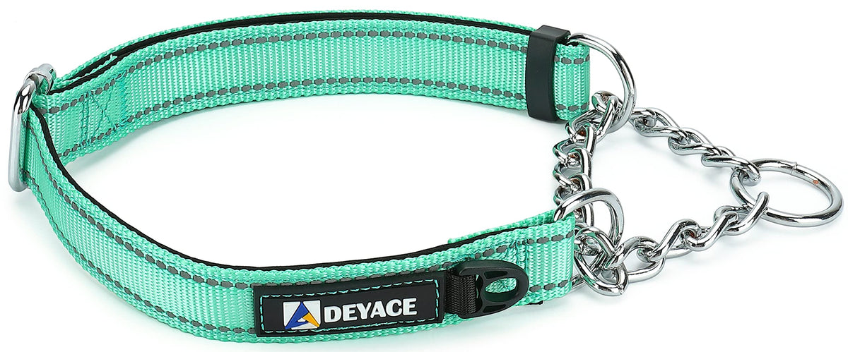 Deyace Martingale Collar For Dogs Large Breed, Adjustable Reflective Stainless Steel Chain Collar With Comfortable Soft Padded F
