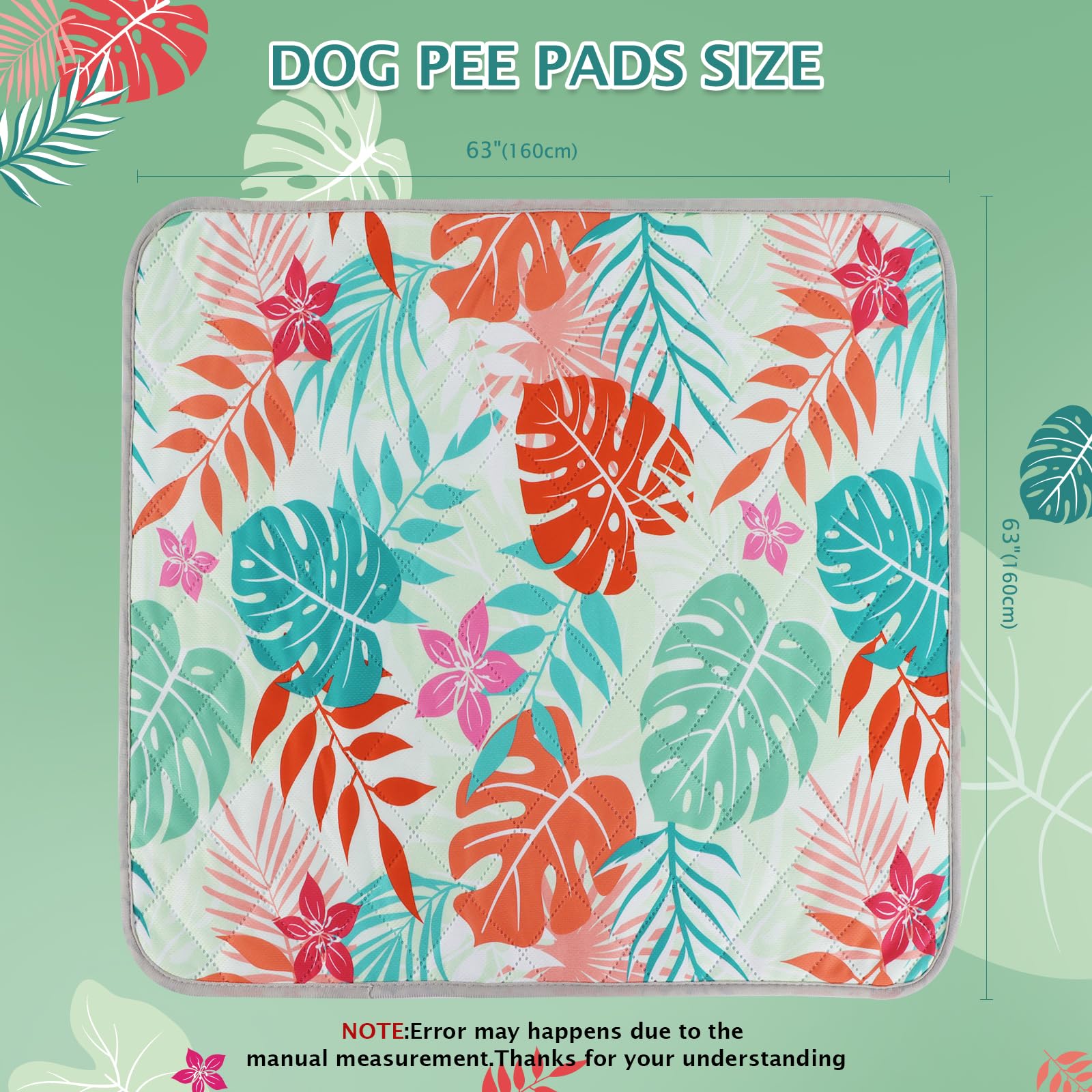 Bvagss Washable Pee Pad For Dogs - Reusable Leakproof Puppy Wee Wee, Non-Slip Waterproof Pet Training, Super Absorbent Whelping