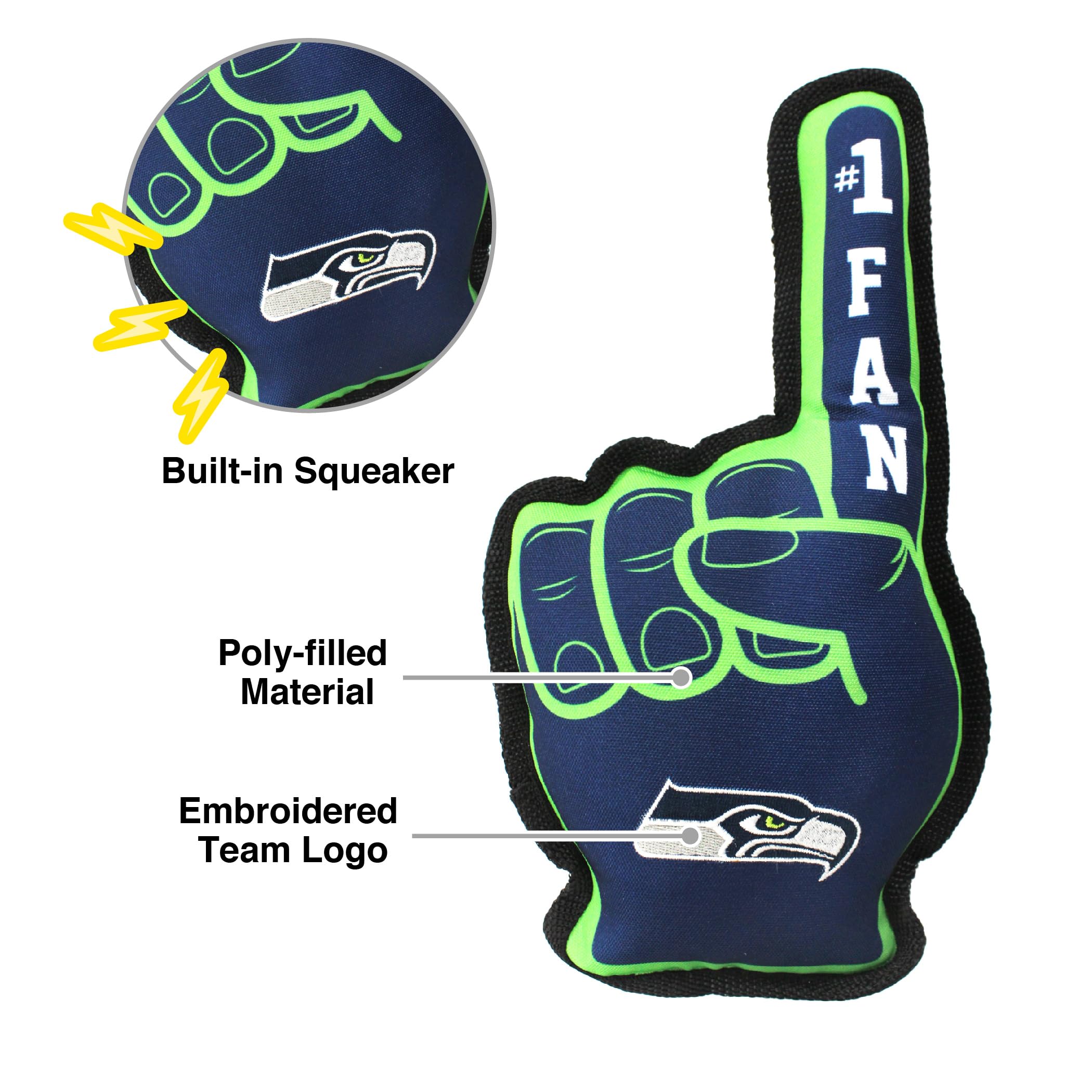 Nfl Seattle Seahawks #1 Fan Toy For Dogs & Cats. Best Tough Pet Toy With Inner Squeaker
