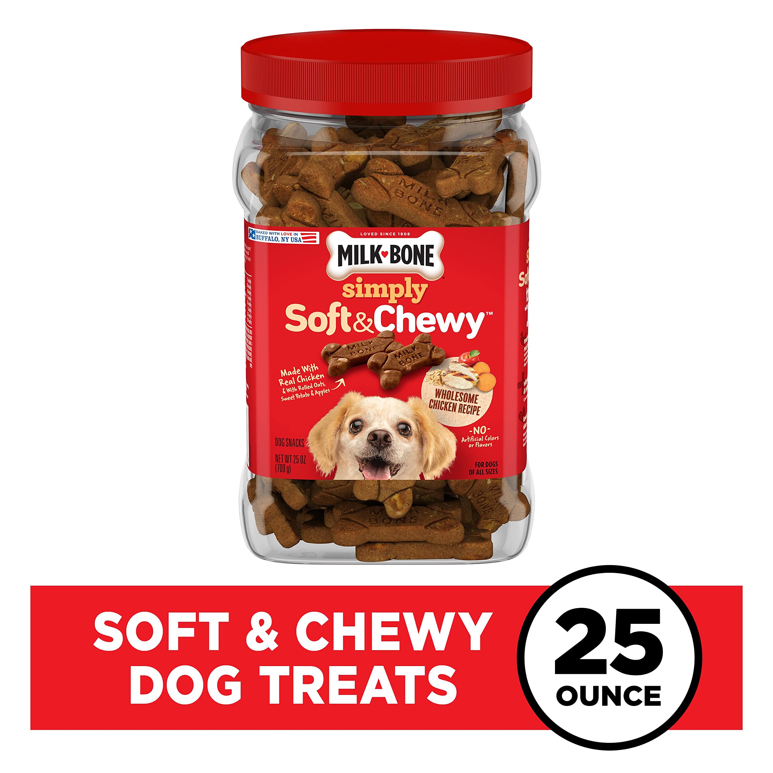 Milk-Bone Simply Soft & Chewy Dog Treats, Wholesome Chicken Recipe, 25 Ounce Made with Real Chicken, Rolled Oats, Sweet Potato &