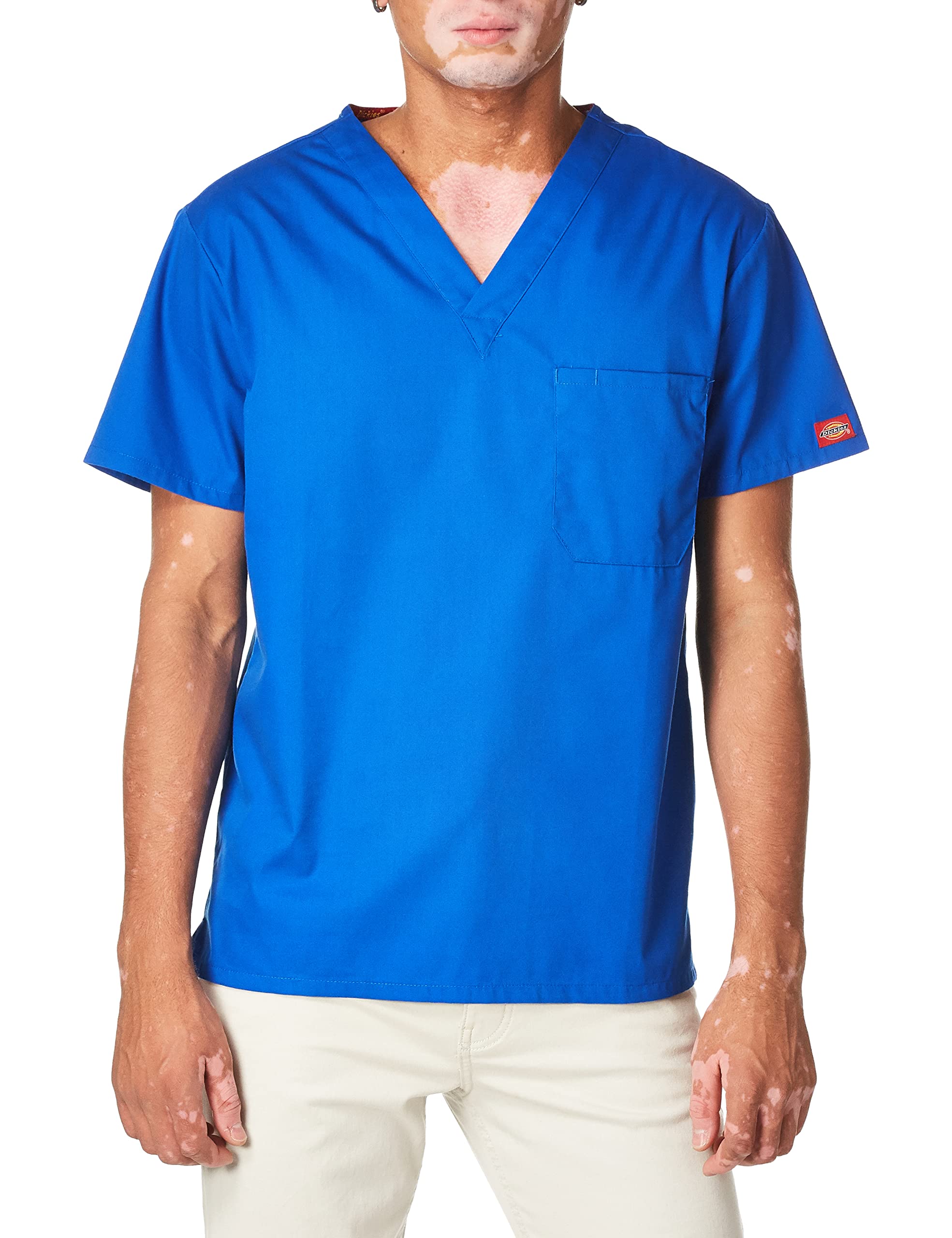 Dickies Mens Big And Tall Signature V-Neck Scrubs Shirt, Royal, Xxxx-Large