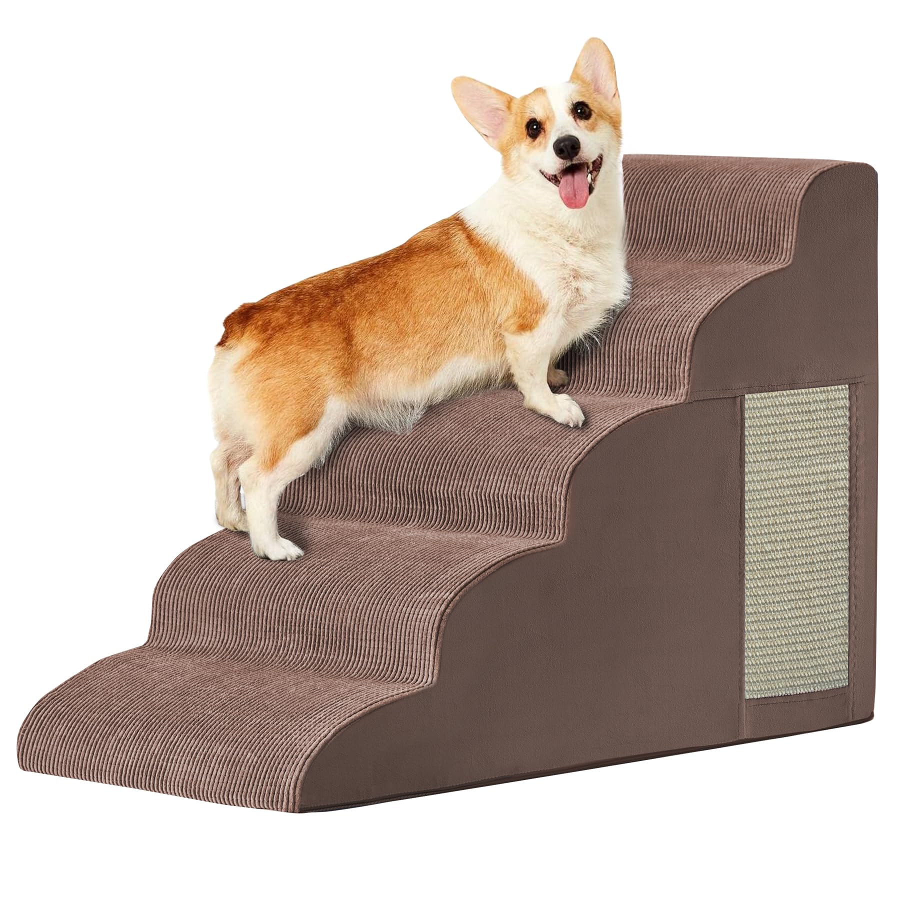 Pet Stairs, Dog Stairs For Small Dogs, Dogs Steps, 5-Step Curved Dog Ramp For Bed, Couch, Sofa, Car And Chair, Non-Slip Bottom D