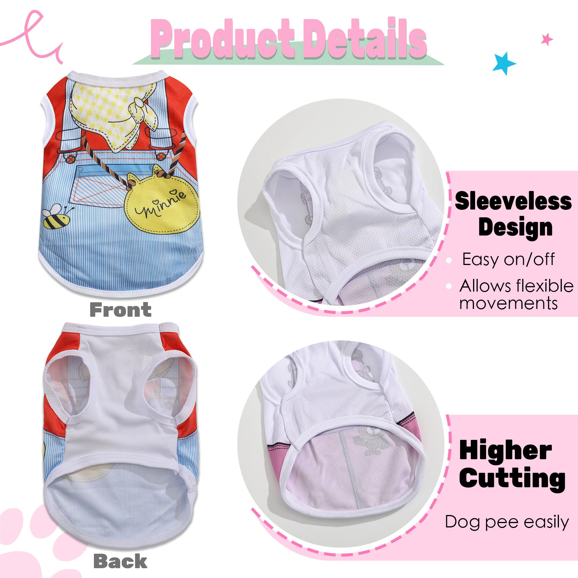 4 Pack Mesh Dog Shirts For Small Dogs: Stretchy Dog Clothes With Cute Patterns, Size Xxs-Xl Fit For 2-16Lb Dogs Pet T-Shirts, Gi